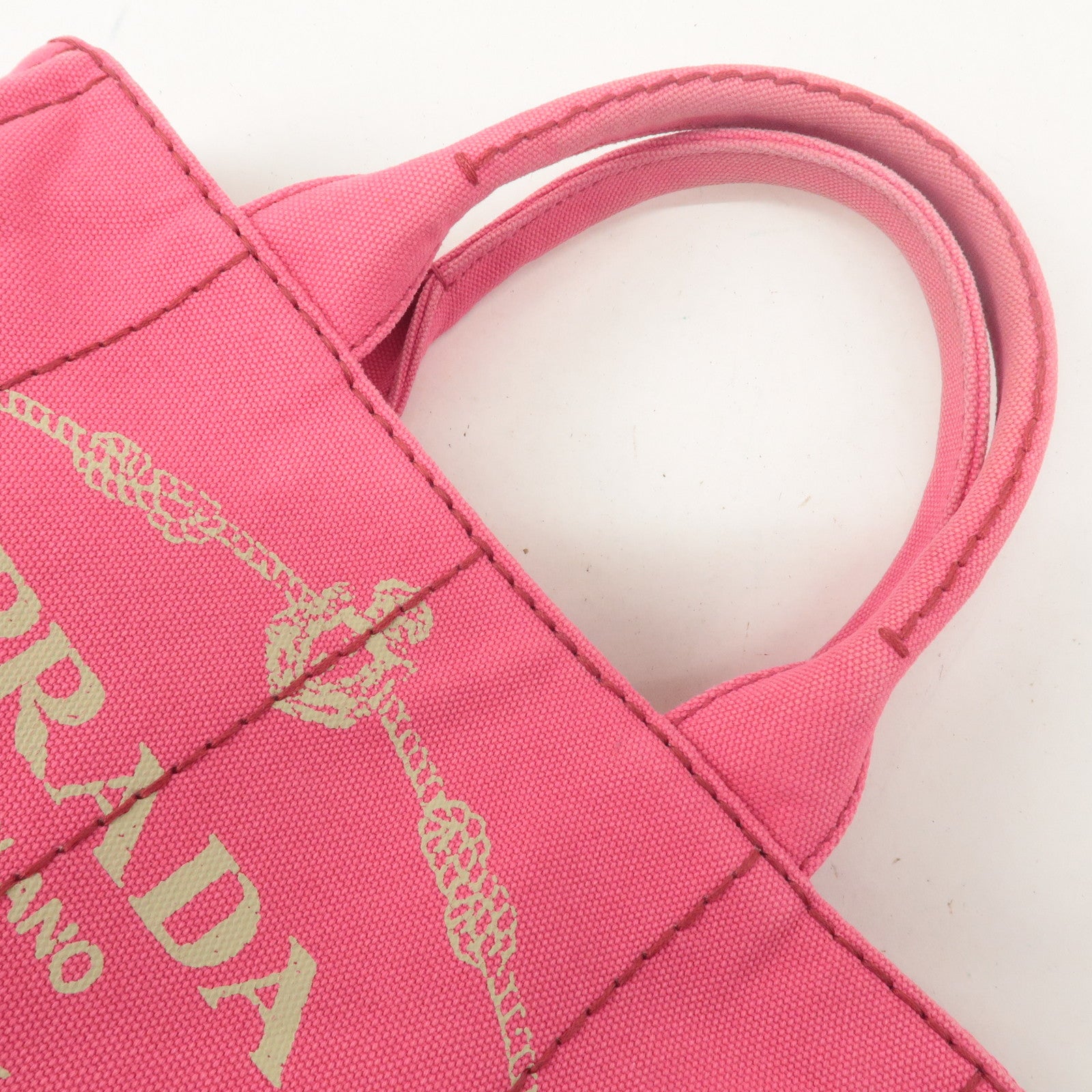 PRADA Logo Canapa Mini Canvas 2Way Shoulder Bag Pink