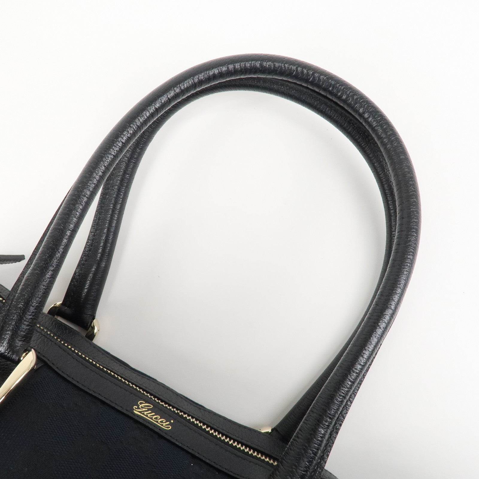 GUCCI Abbey GG Canvas Leather Mini Boston Bag Black 130942 Used