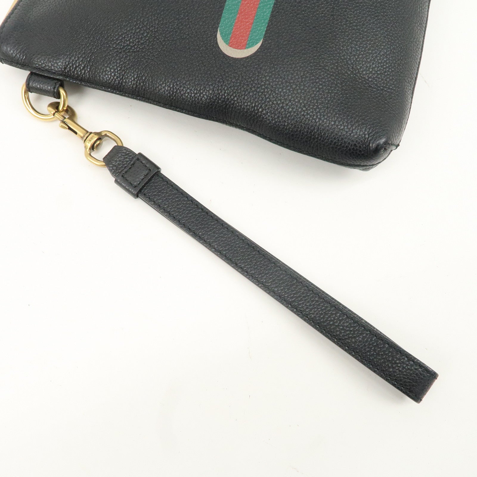 GUCCI Sherry Leather Portfolio Clutch Bag Medium Black 572770