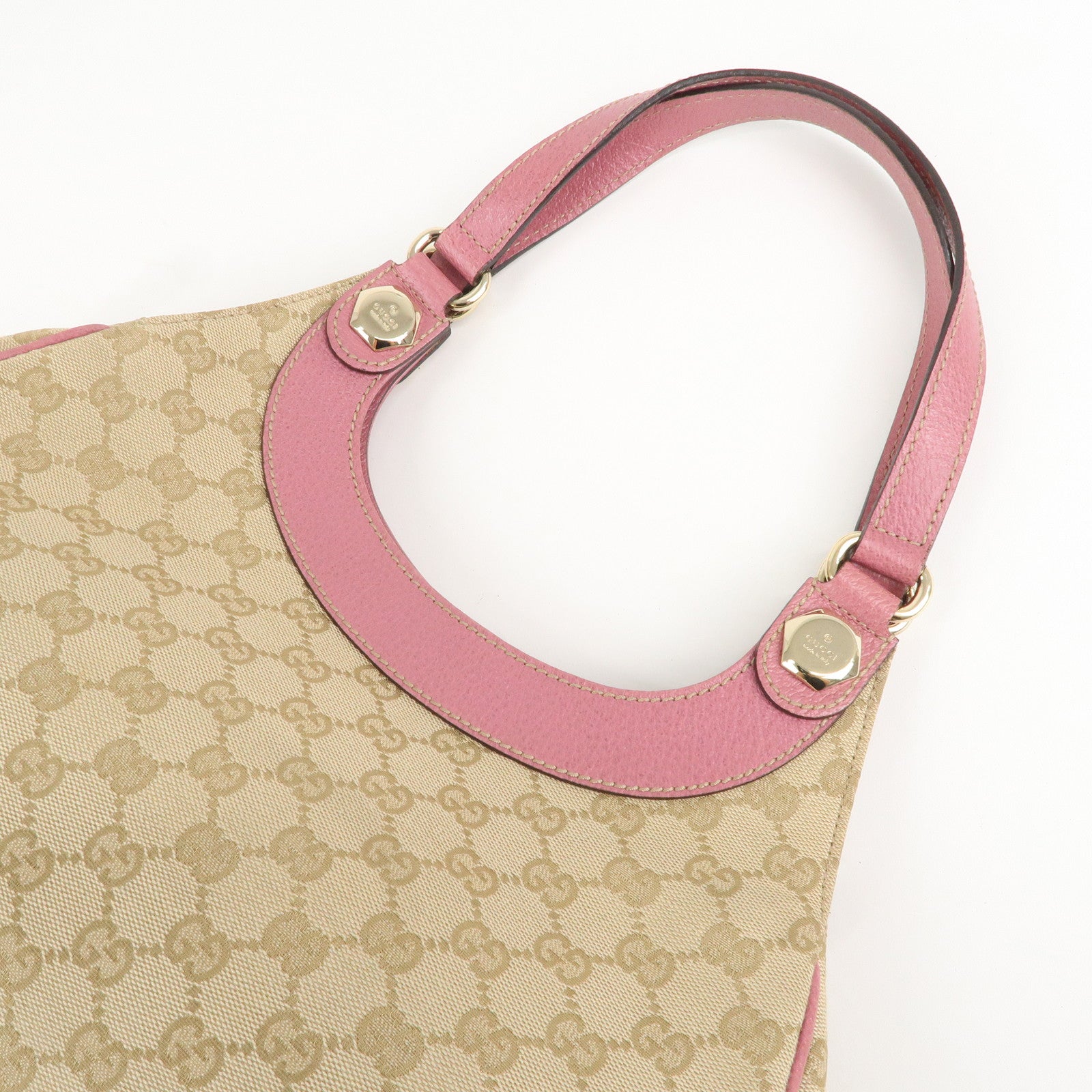 GUCCI GG Canvas Leather Shoulder Bag Hand Bag Pink 154982