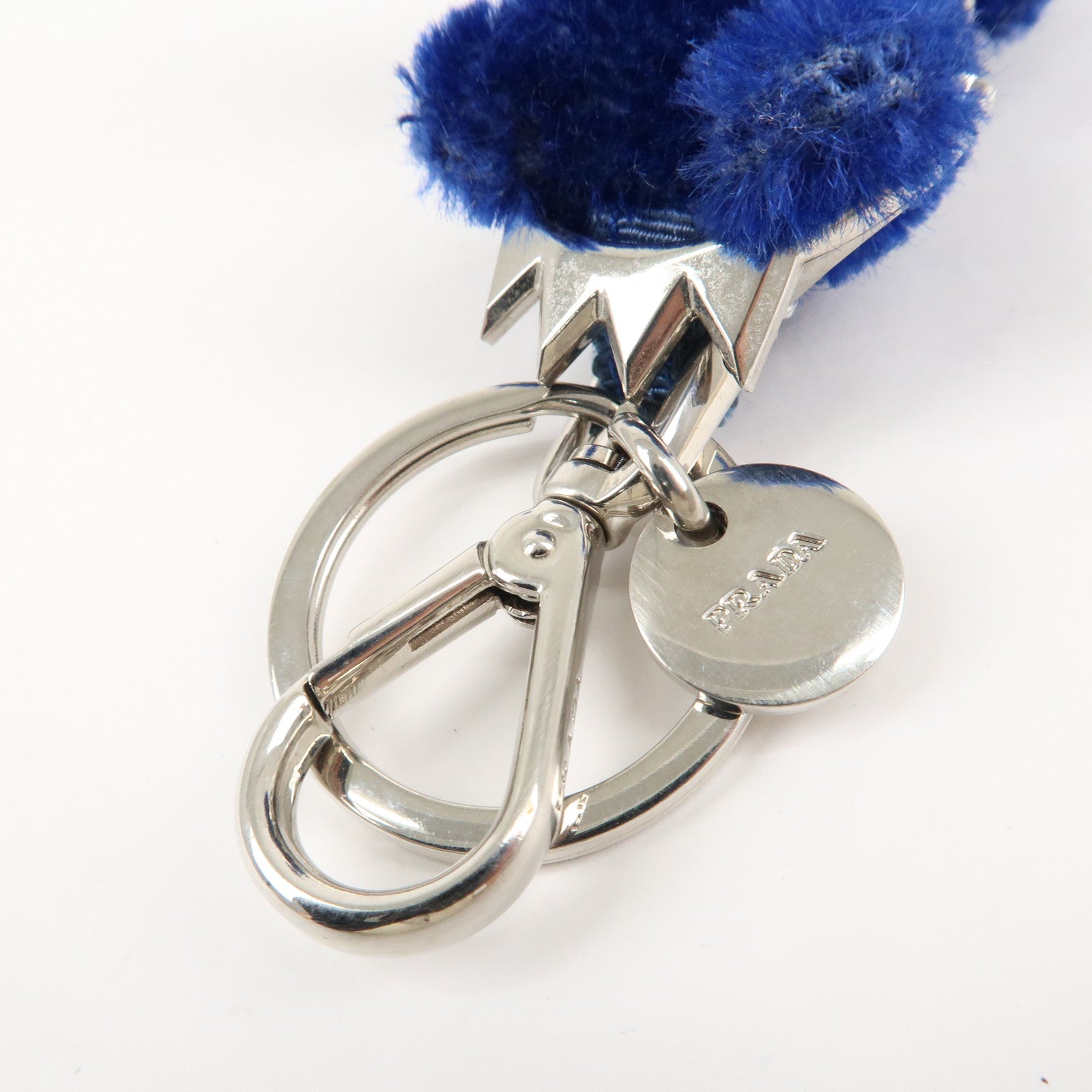 PRADA Metal Bear Key Holder Key Chain Key Charm Blue Silver Used