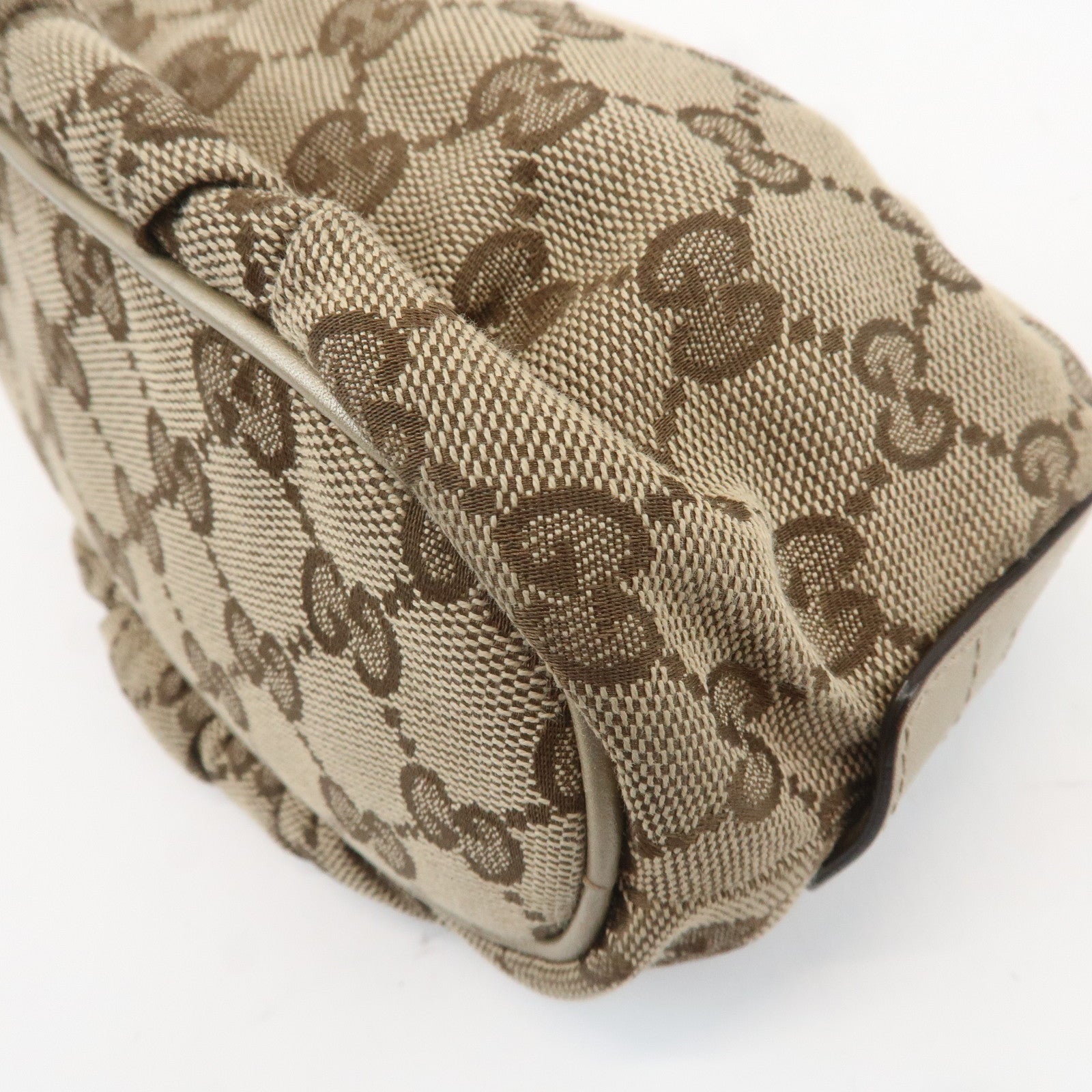 GUCCI Bamboo GG Canvas Leather Pouch Cosmetic Pouch 246175