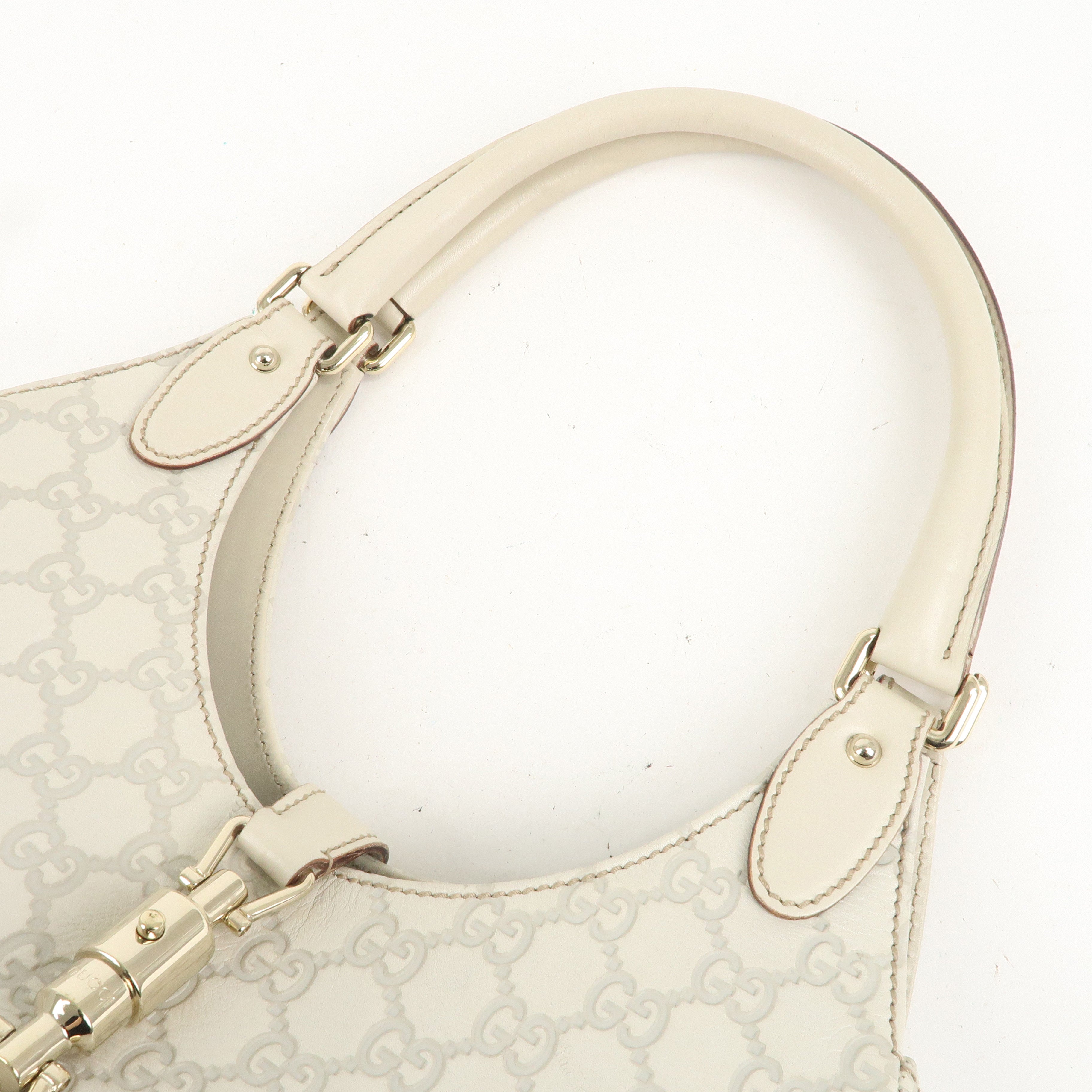 GUCCI New Jackie Guccissima Leather Shoulder Bag Ivory 145819