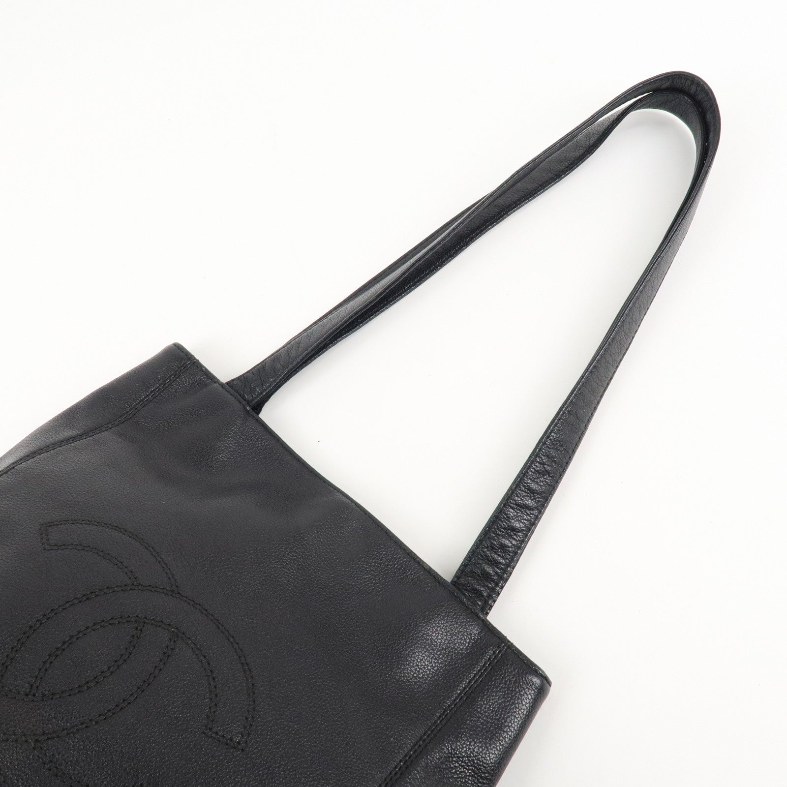 CHANEL Coco Mark Leather Tote Bag Shoulder Bag Black