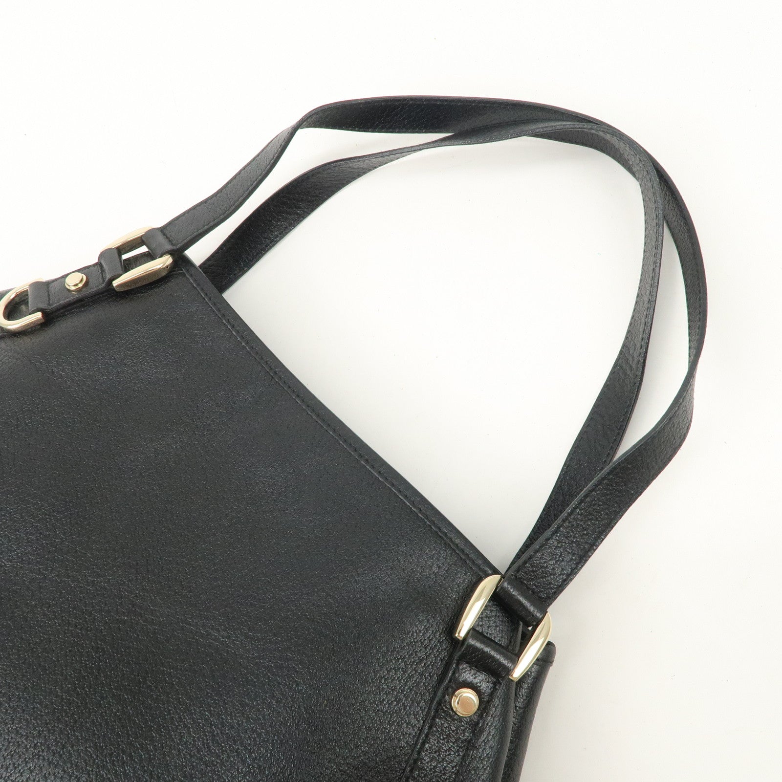 GUCCI Abbey Leather Tote Bag Hand Bag Black 130736 Used