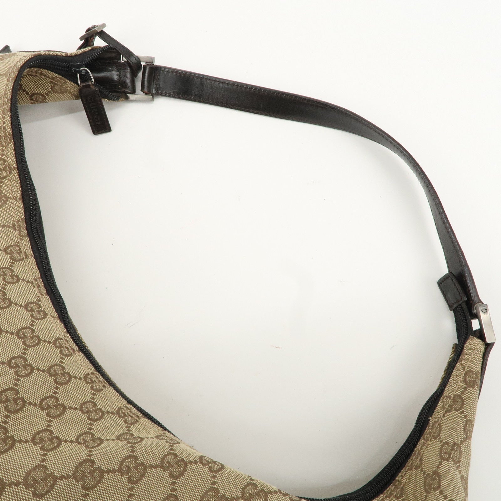 GUCCI GG Canvas Leather Shoulder Bag Beige Brown 012.0384.08