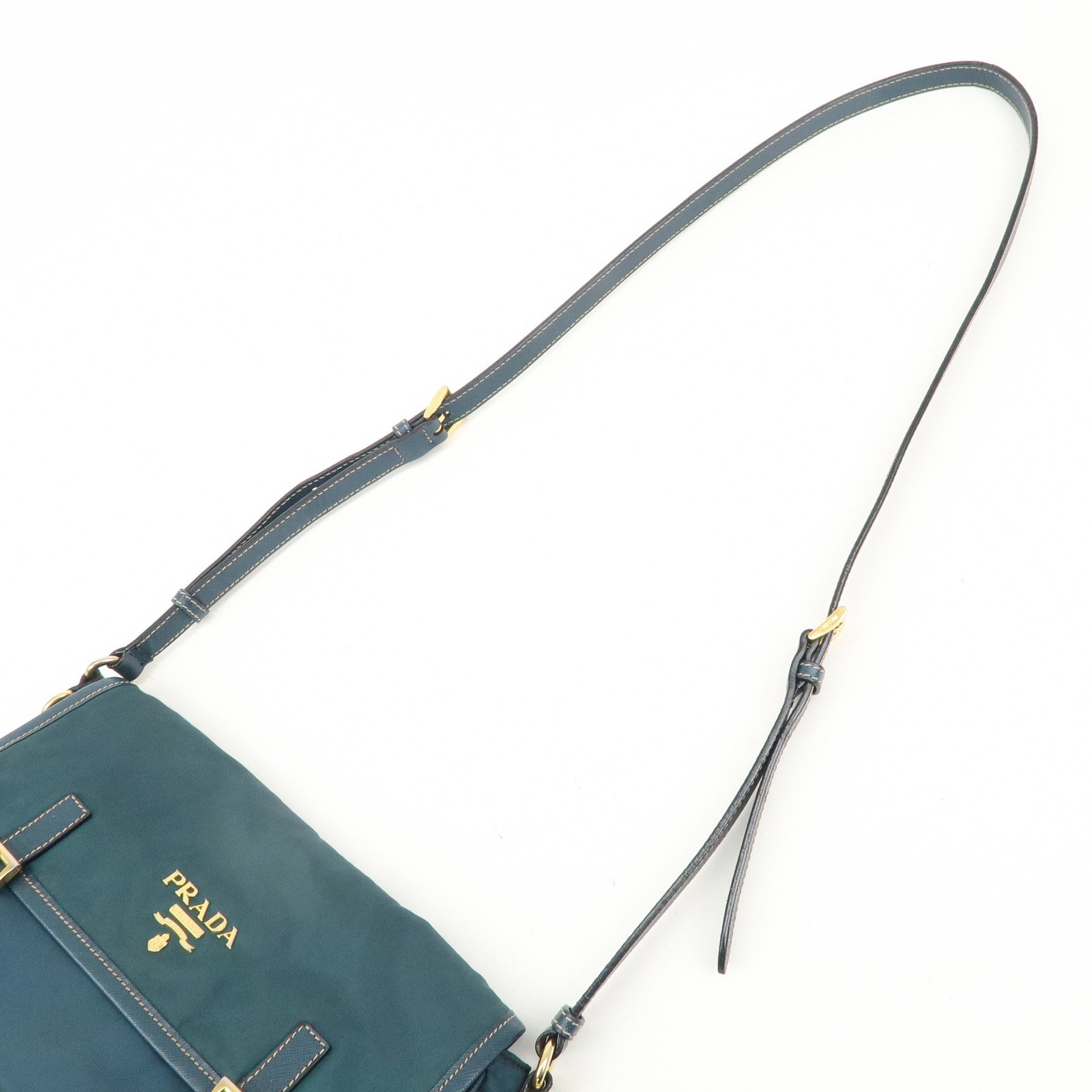 PRADA Nylon Leather Shoulder Bag Crossbody Bag Green BT0772