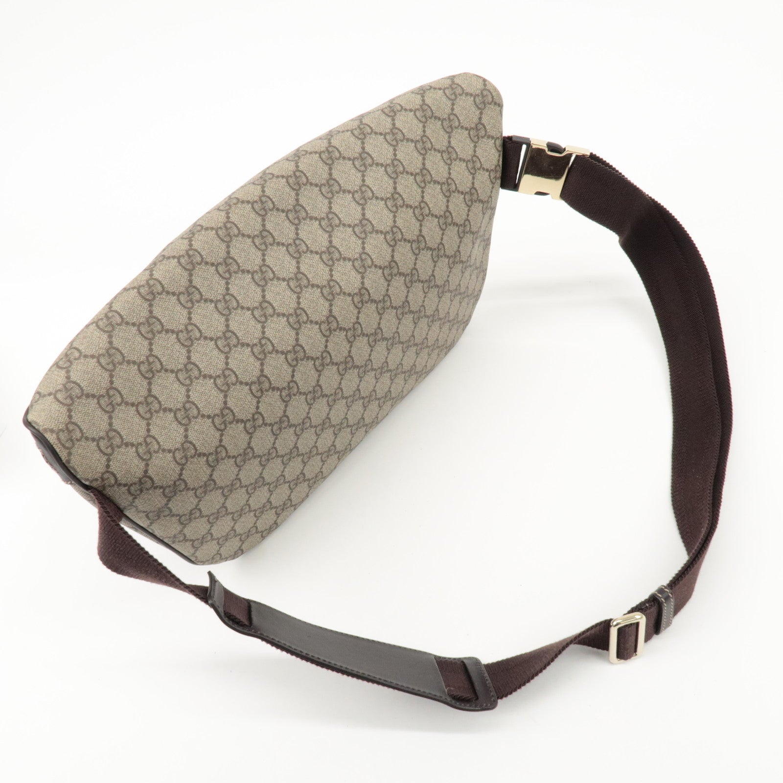 GUCCI GG Supreme Leather Crossbody Bag Beige Brown 211110 Used