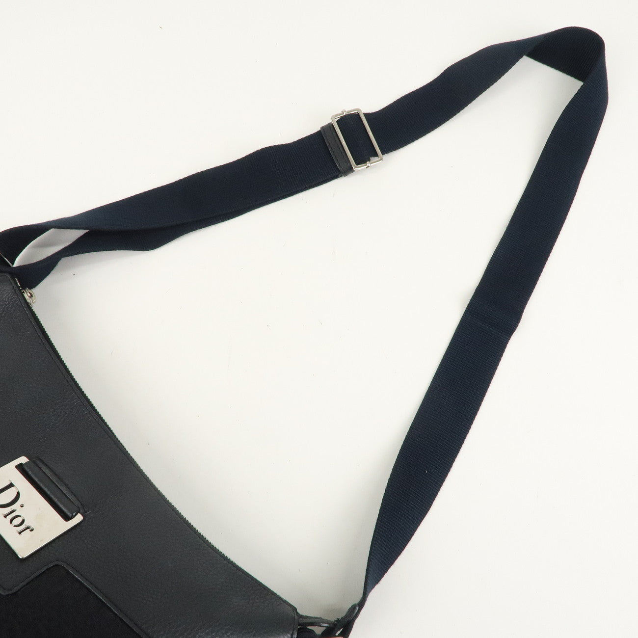 Christian Dior Trotter Canvas Leather Shoulder Bag Black