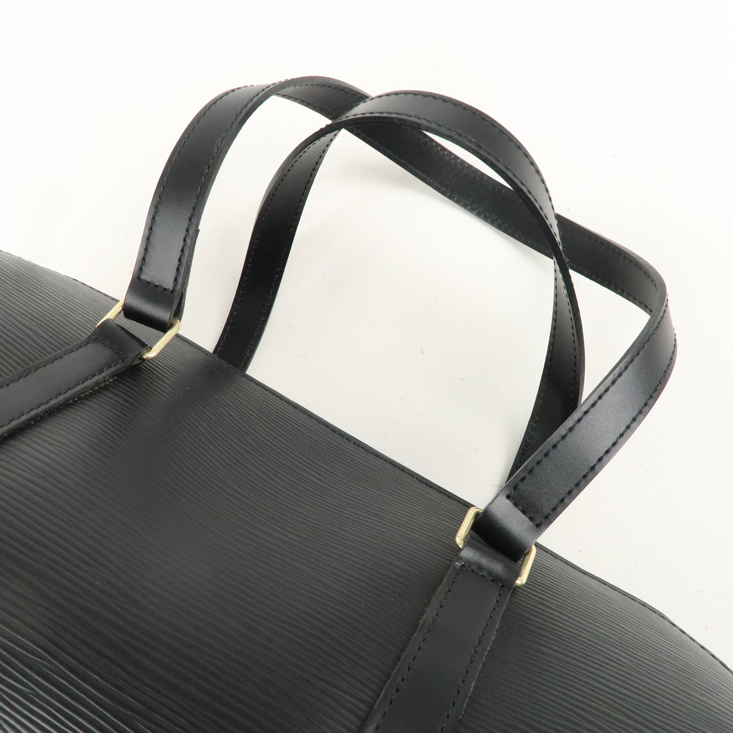 Authenti Louis Vuitton Epi Soufflot & Pouch Hand Bag Noir Black M52862