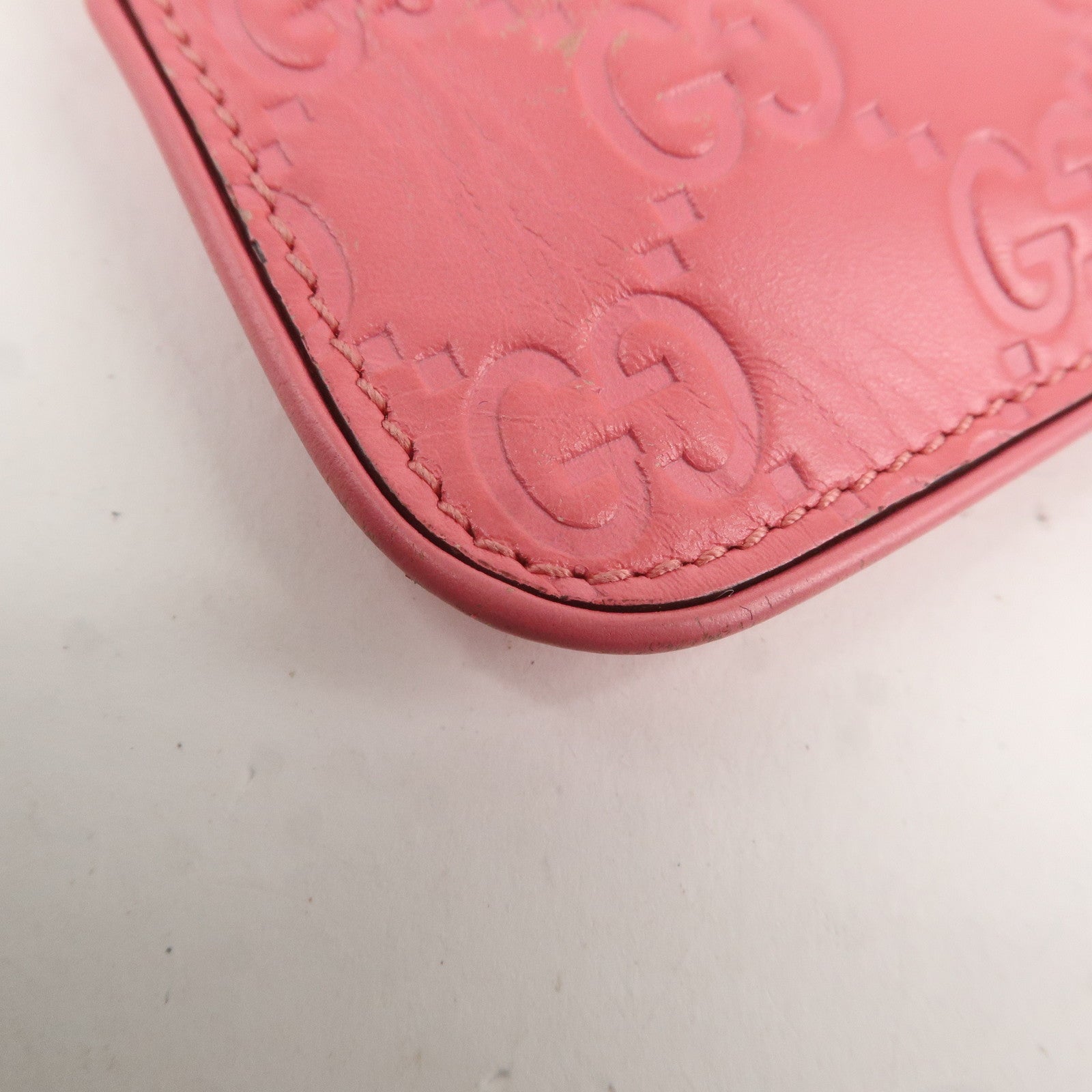 GUCCI Guccissima Leather Coin Case Wallet Pink 233183