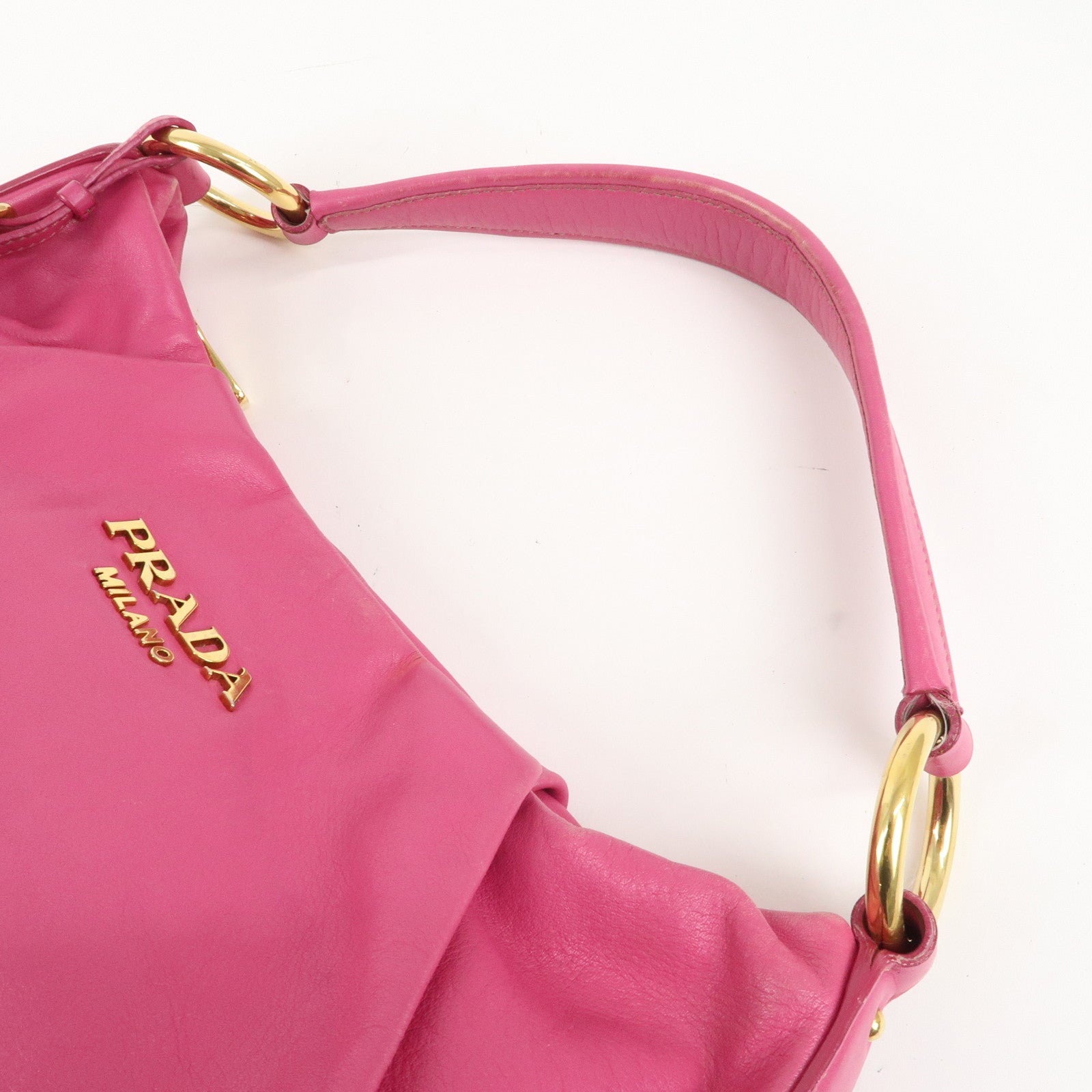 PRADA Leather Shoulder Bag Pink Gold Hardware BR4111