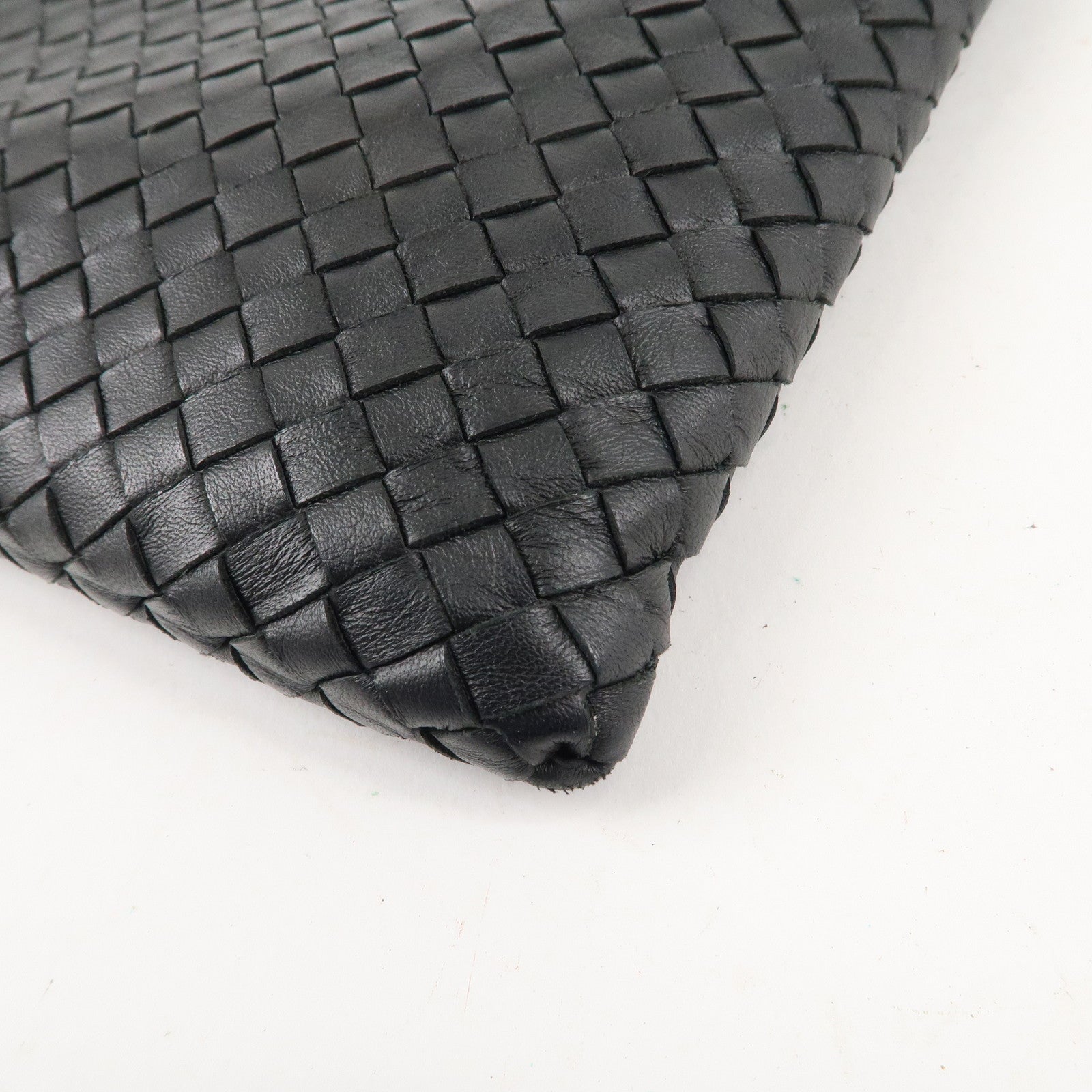 BOTTEGA VENETA Intrecciato Leather Clutch Bag Black 522250