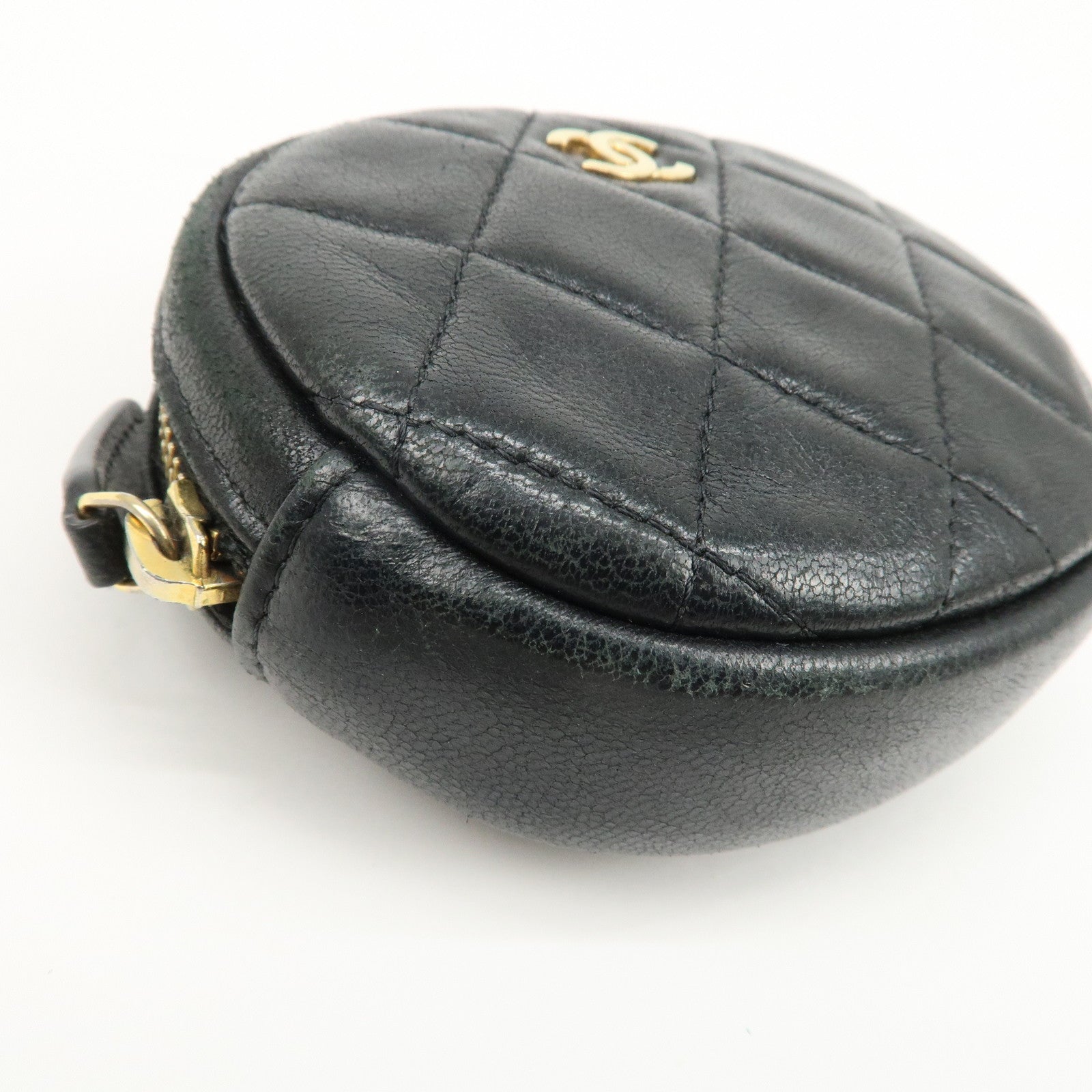 CHANEL Matelasse Lamb Skin COCO Mark Coin Case Black