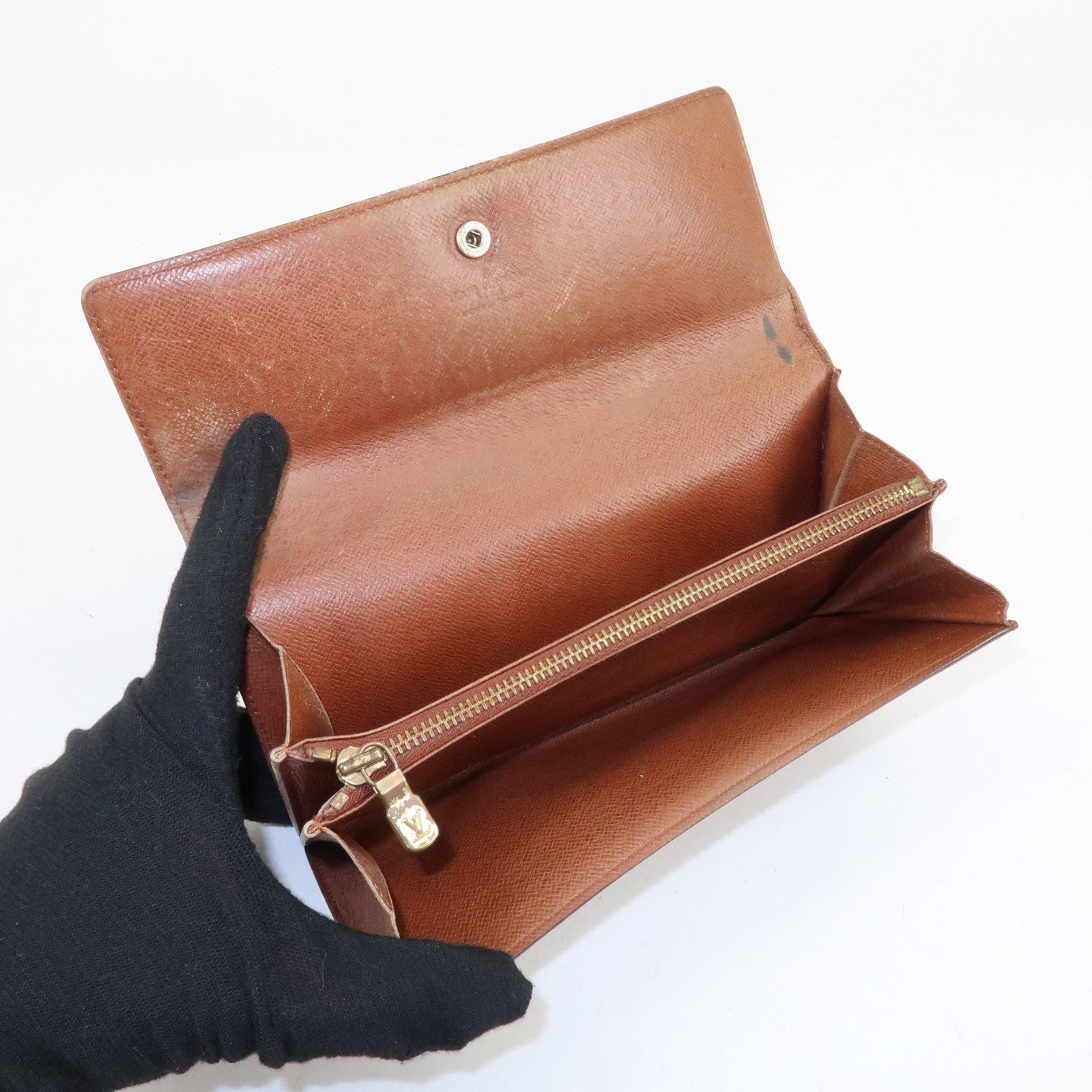 Louis Vuitton Monogram Set of 2 Long Wallet Brown M61723 Used
