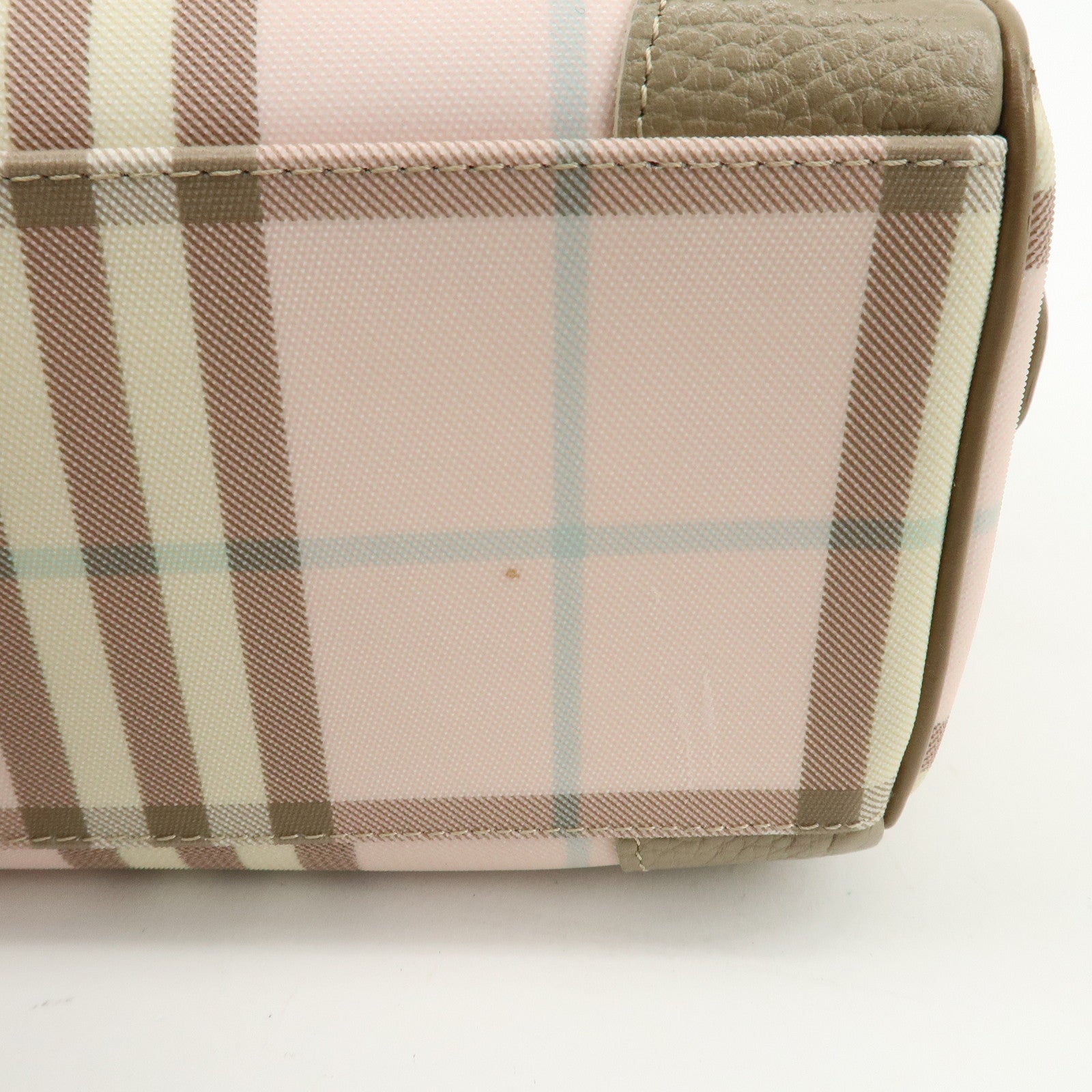 BURBERRY PVC Leather Nova Plaid Shoulder Bag Hand Bag Beige Pink