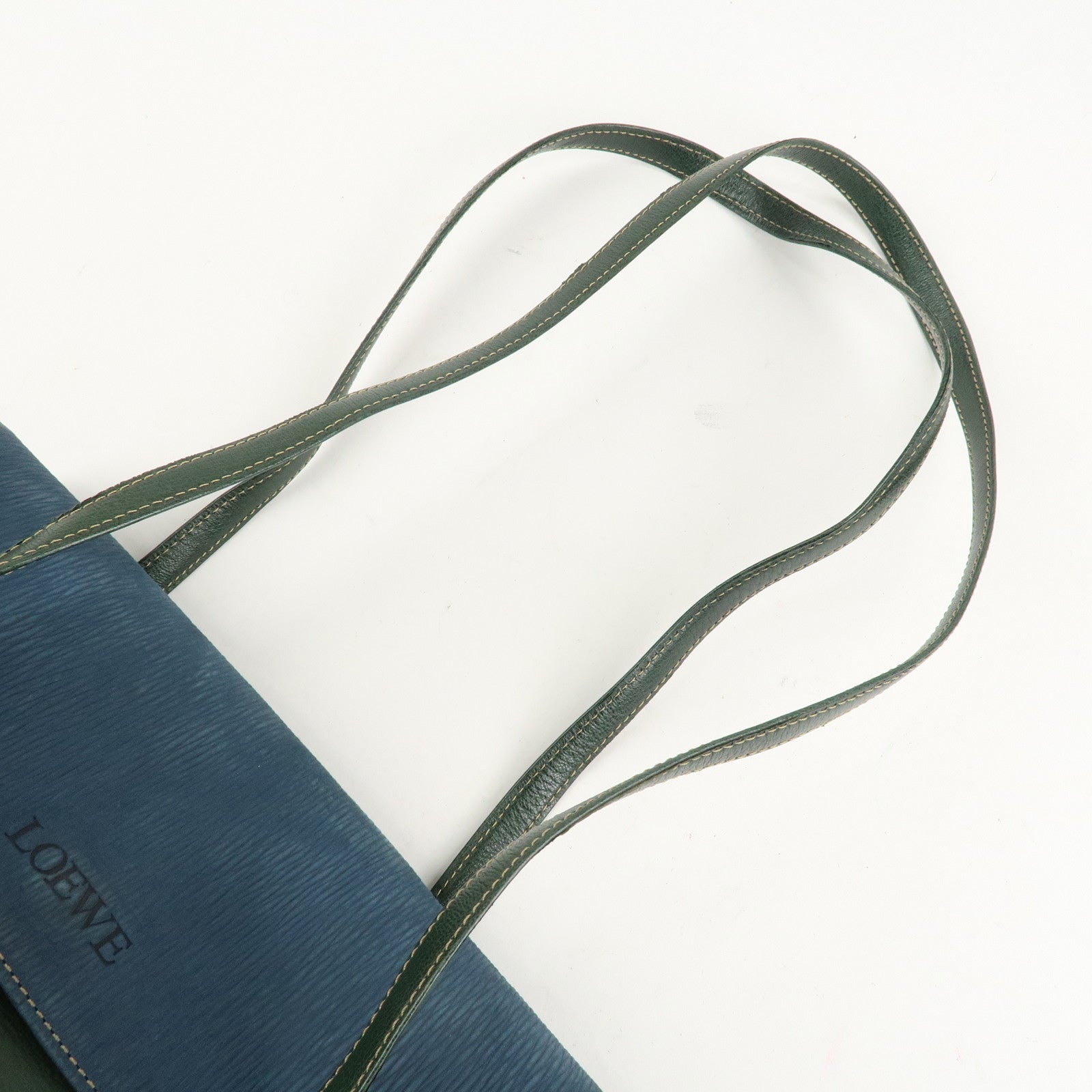LOEWE Velazquez Suede Leather Shoulder Bag Green Blue Used