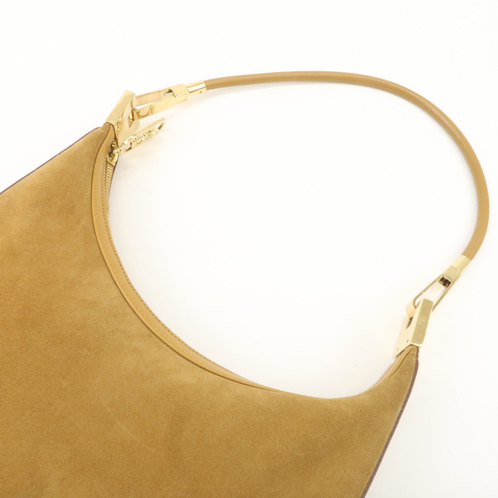 GUCCI Suede Leather Hand Bag Shoulder Bag Beige 001.3812