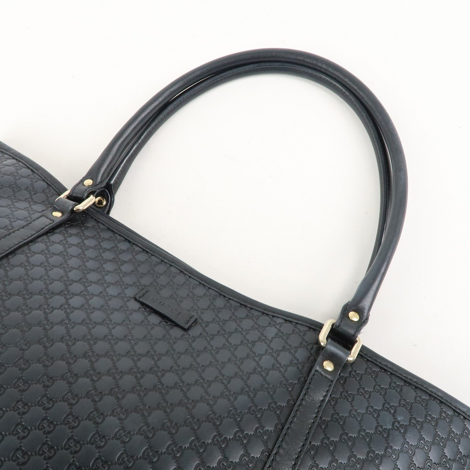 GUCCI Micro Guccissima Leather Tote Bag Black 449647