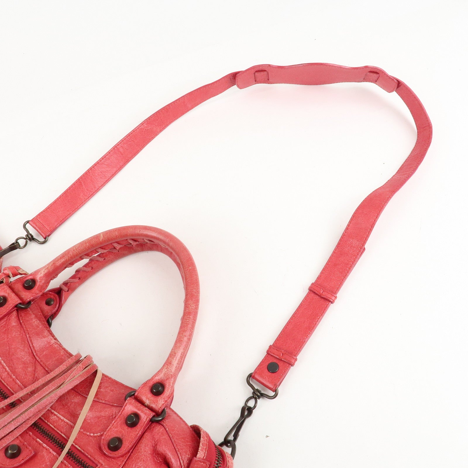 BALENCIAGA The Town Leather 2Way Hand Bag Red 240579 Used