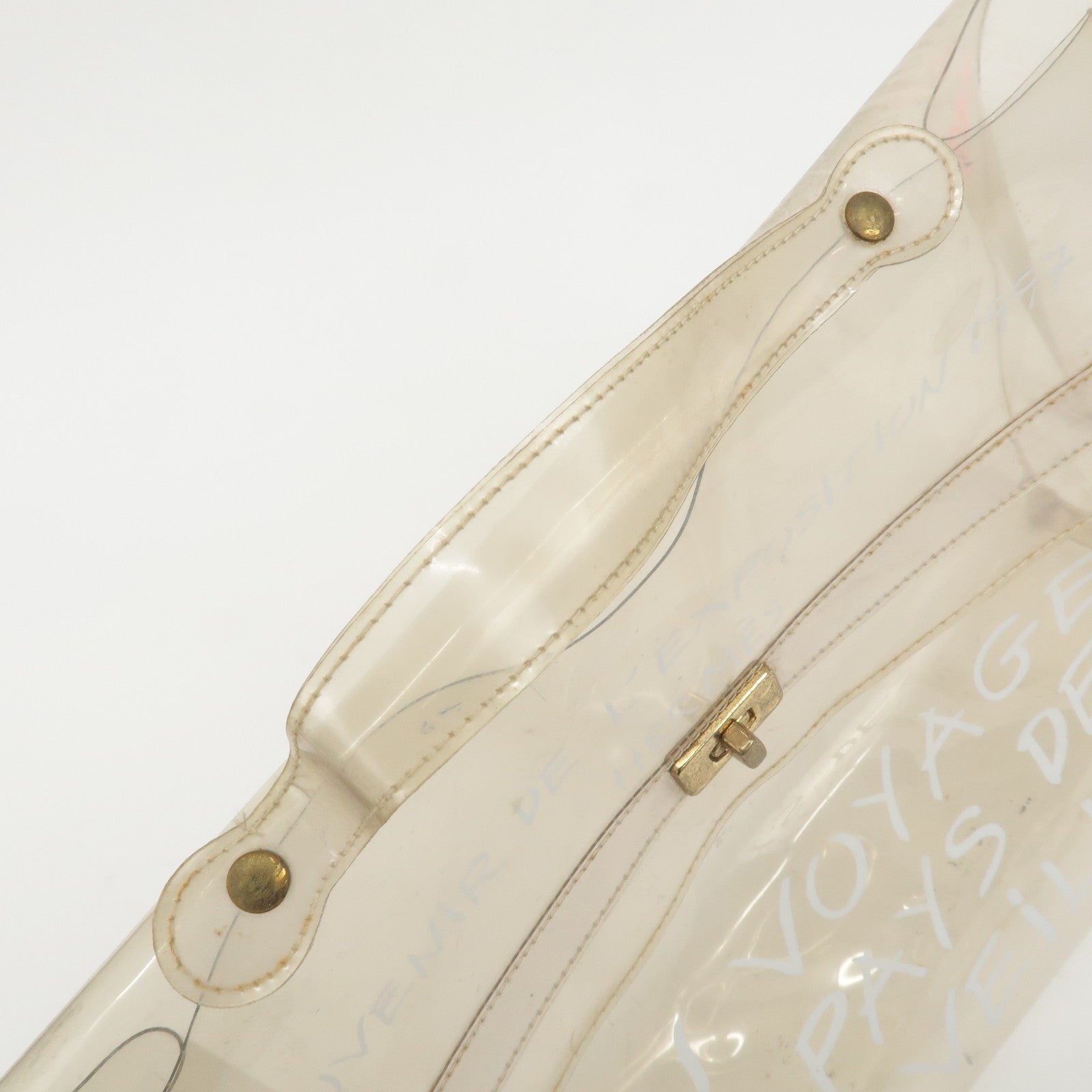 HERMES Vinyl Kelly Hand Bag Clear Transparent Gold Hardware