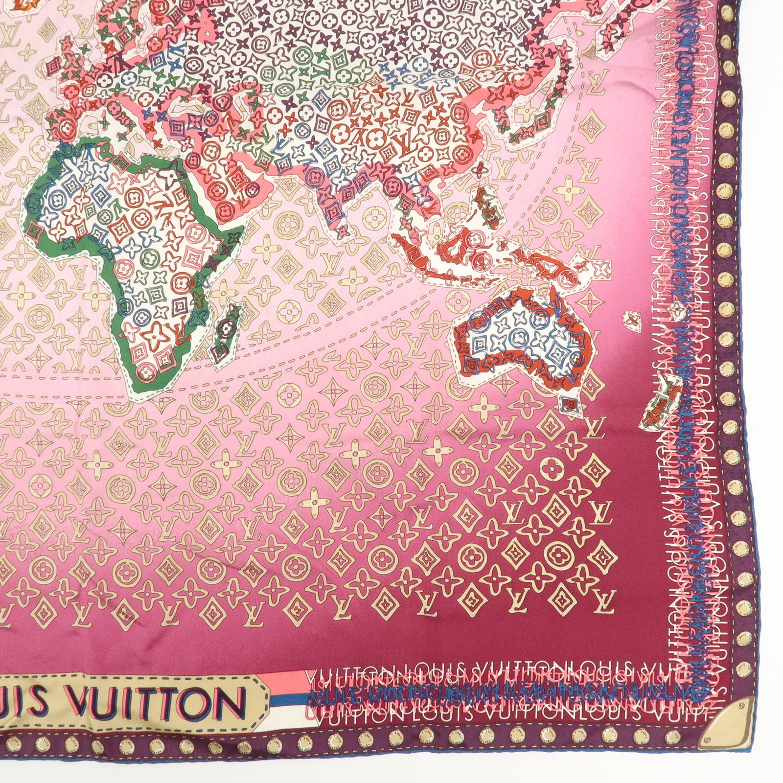 Louis Vuitton Monogram Carre World Map Silk Scarf 90×90