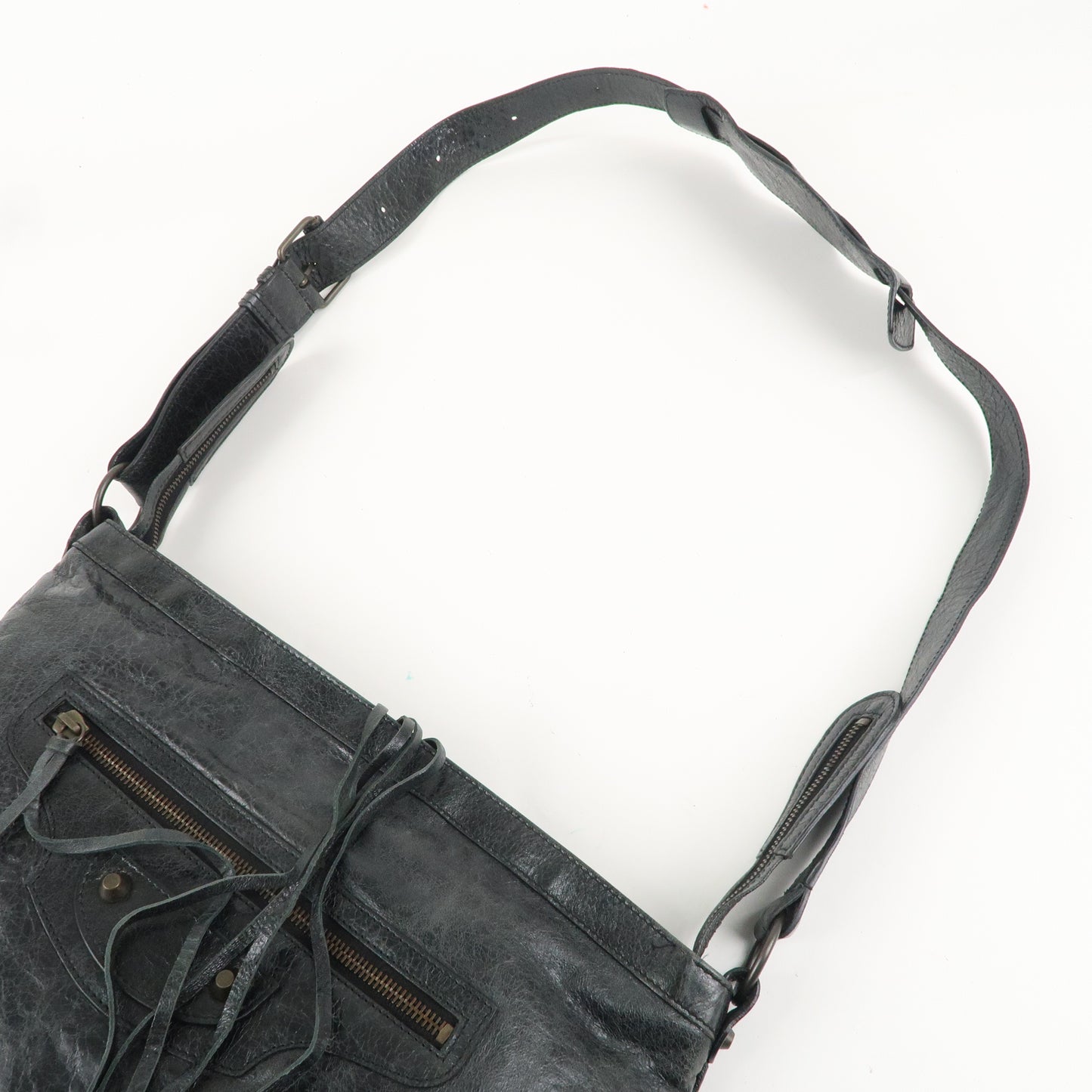 BALENCIAGA Messenger Leather Shoulder Bag Black 177289