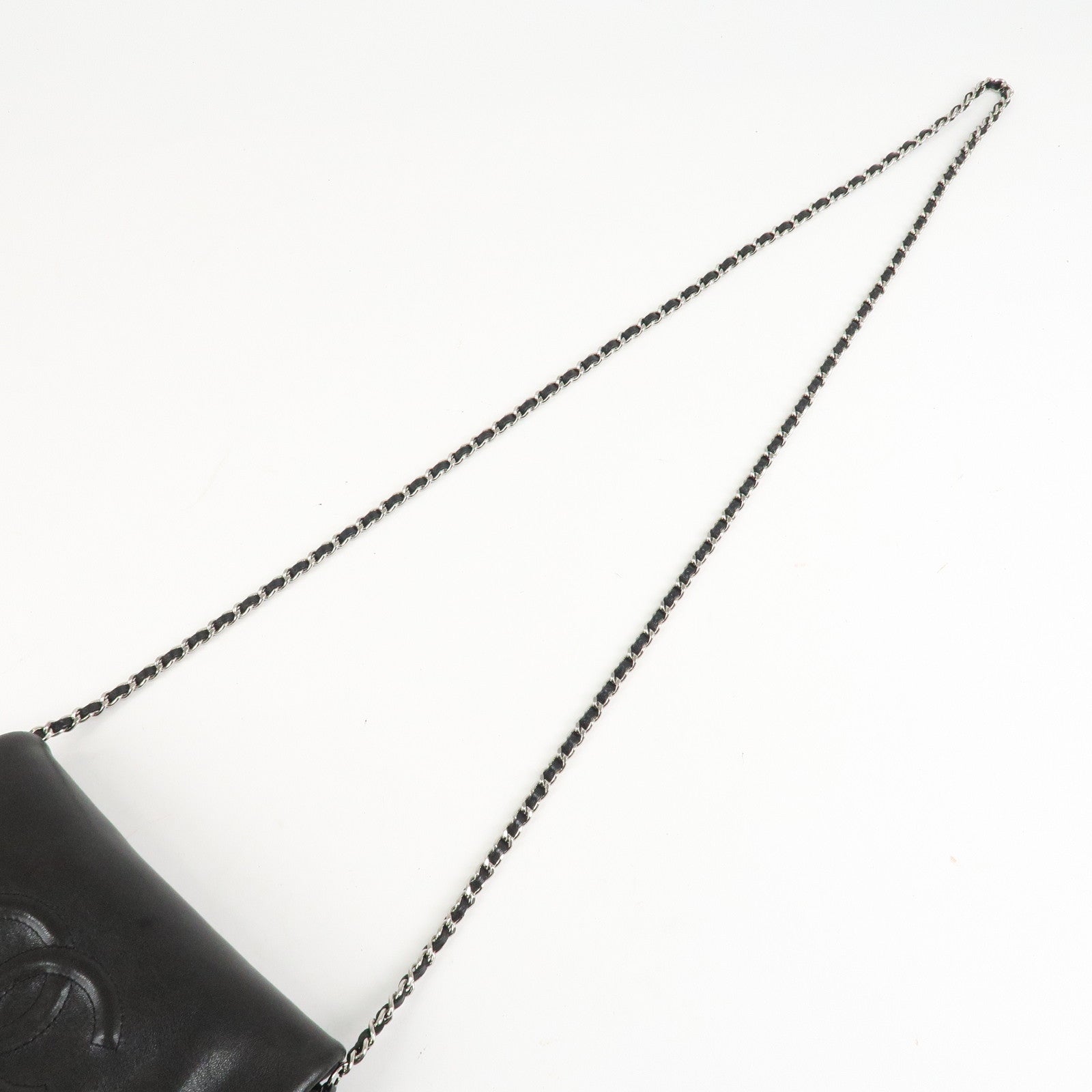 CHANEL COCO Mark Lamb Skin Half Moon Chain Shoulder Bag A40033 Used