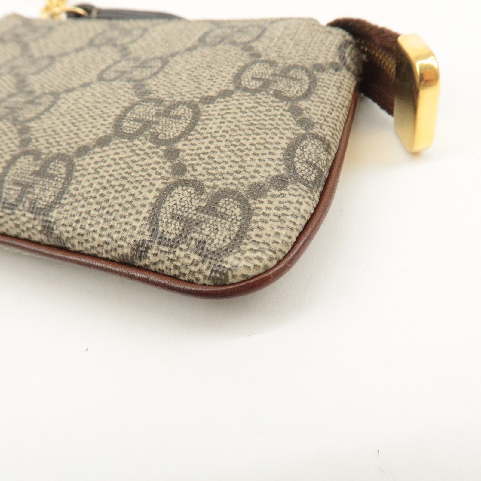 GUCCI GGSupreme Leather Coin Case Key Case Beige Brown 447964