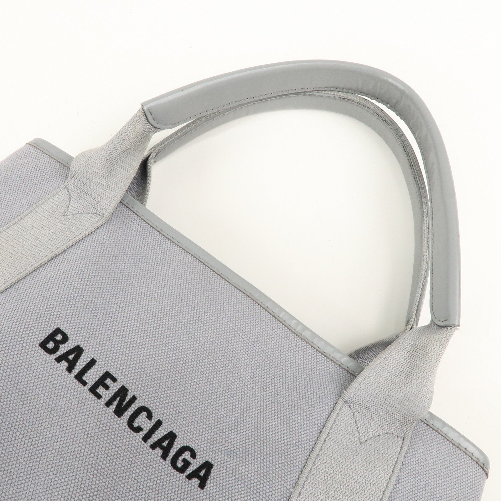 BALENCIAGA Navy Cabas Hand Bag Tote Bag Shoulder Bag Grey 339933