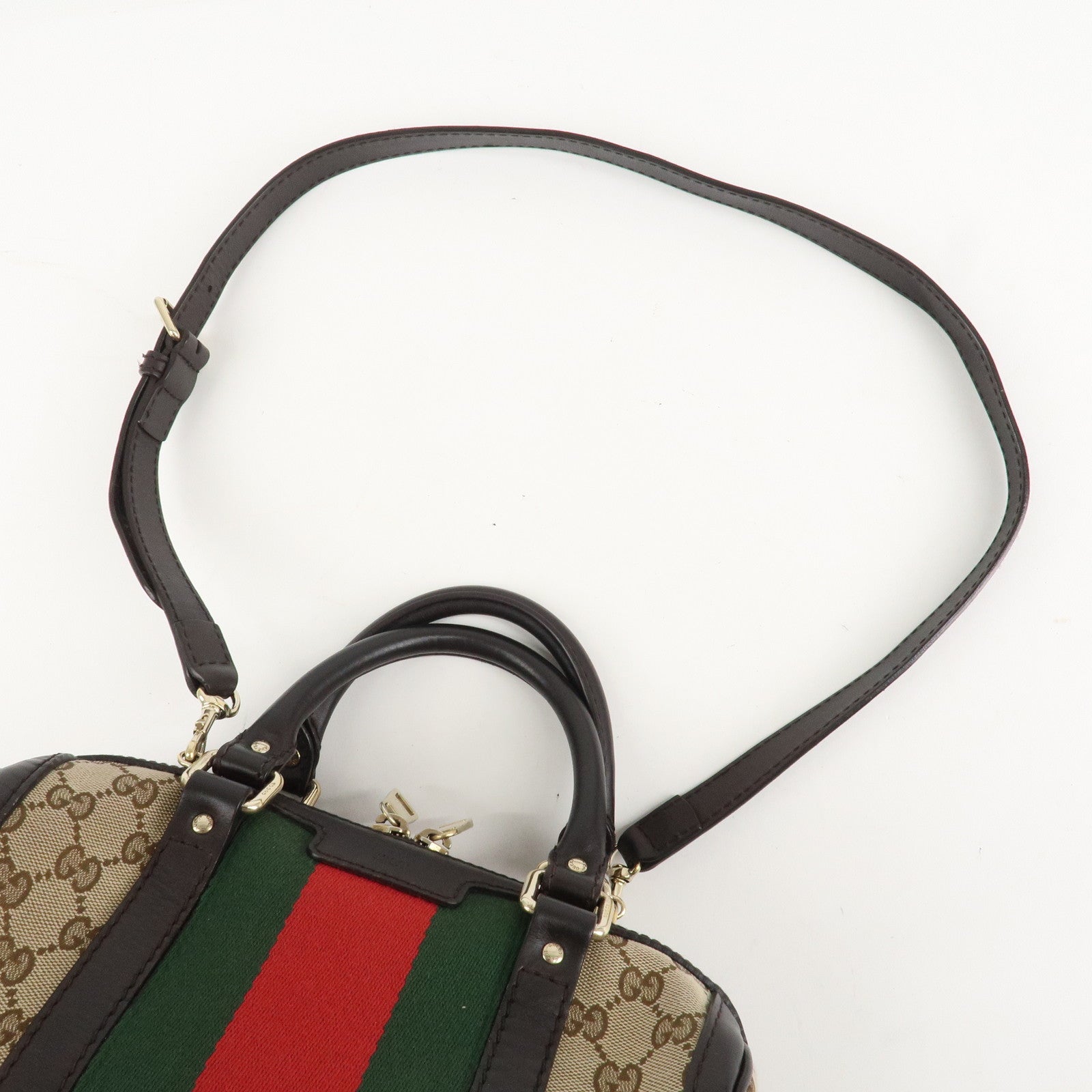 GUCCI Sherry GG Canvas Leather 2Way Mini Boston Bag 269876 Used