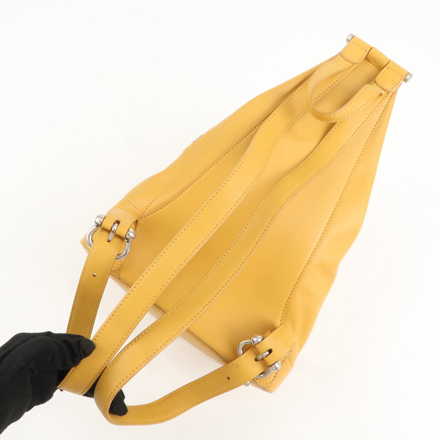 LOEWE Leather Anton Backpack Rucksack Bag Shoulder Bag Yellow