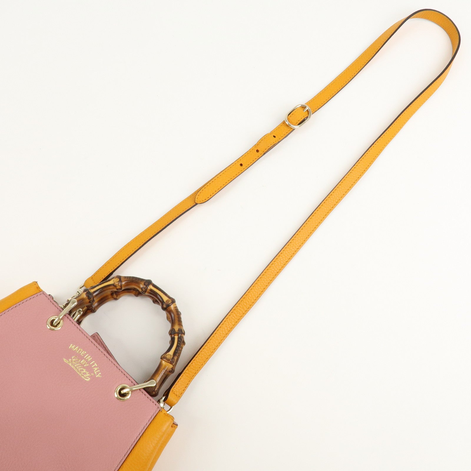 GUCCI Bamboo Leather Mini 2Way Shoulder Bag Pink Orange 368823