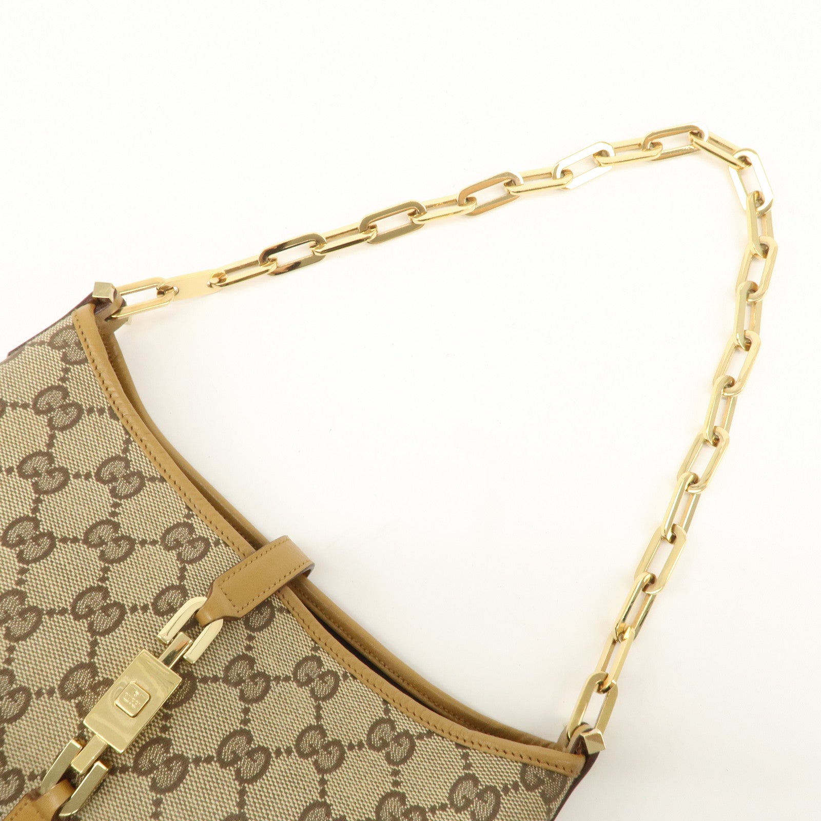 GUCCI Jackie GG Canvas Leather Chain Shoulder Bag 001.4032