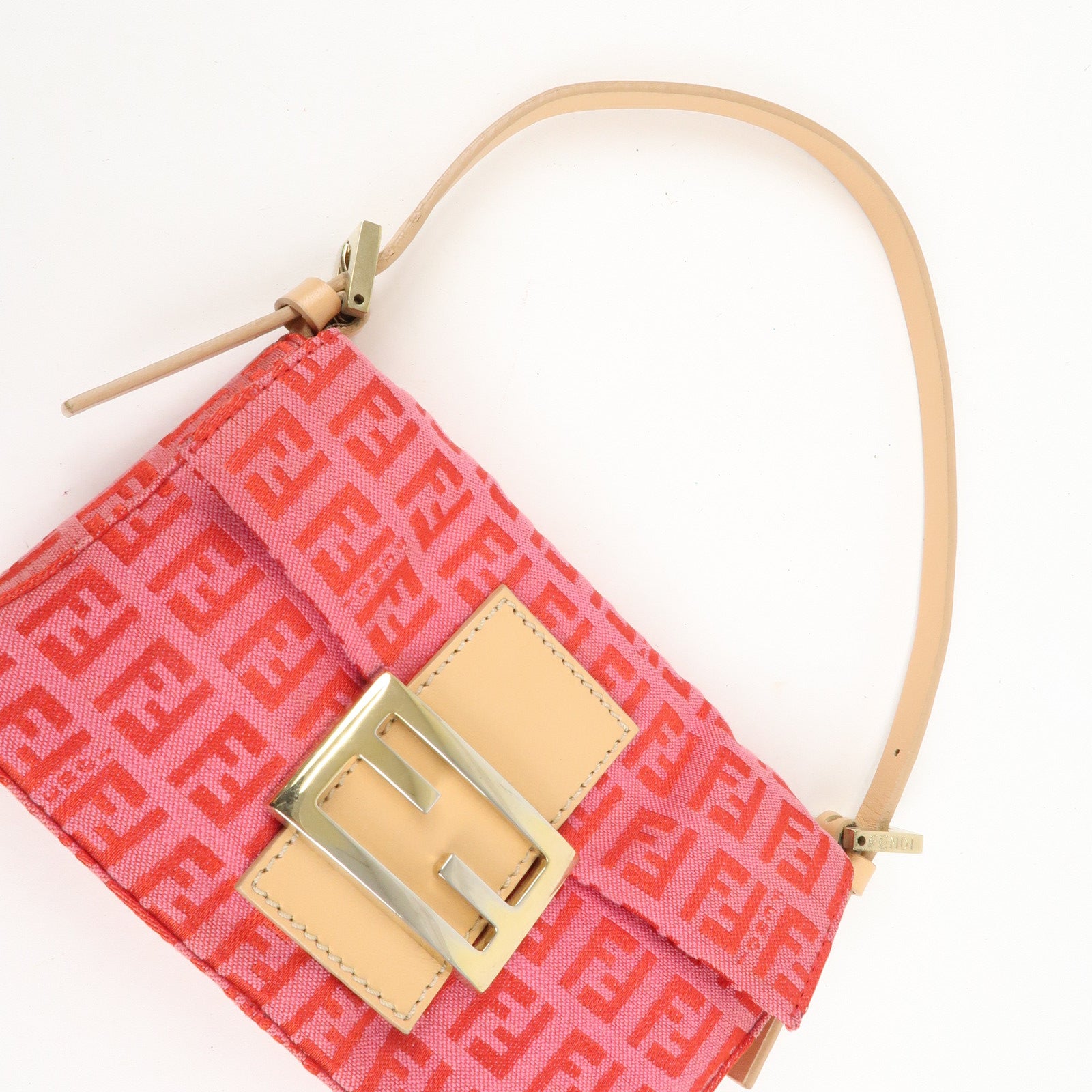 FENDI Mini Mamma Baguette Zucchino Canvas Leather Hand Bag