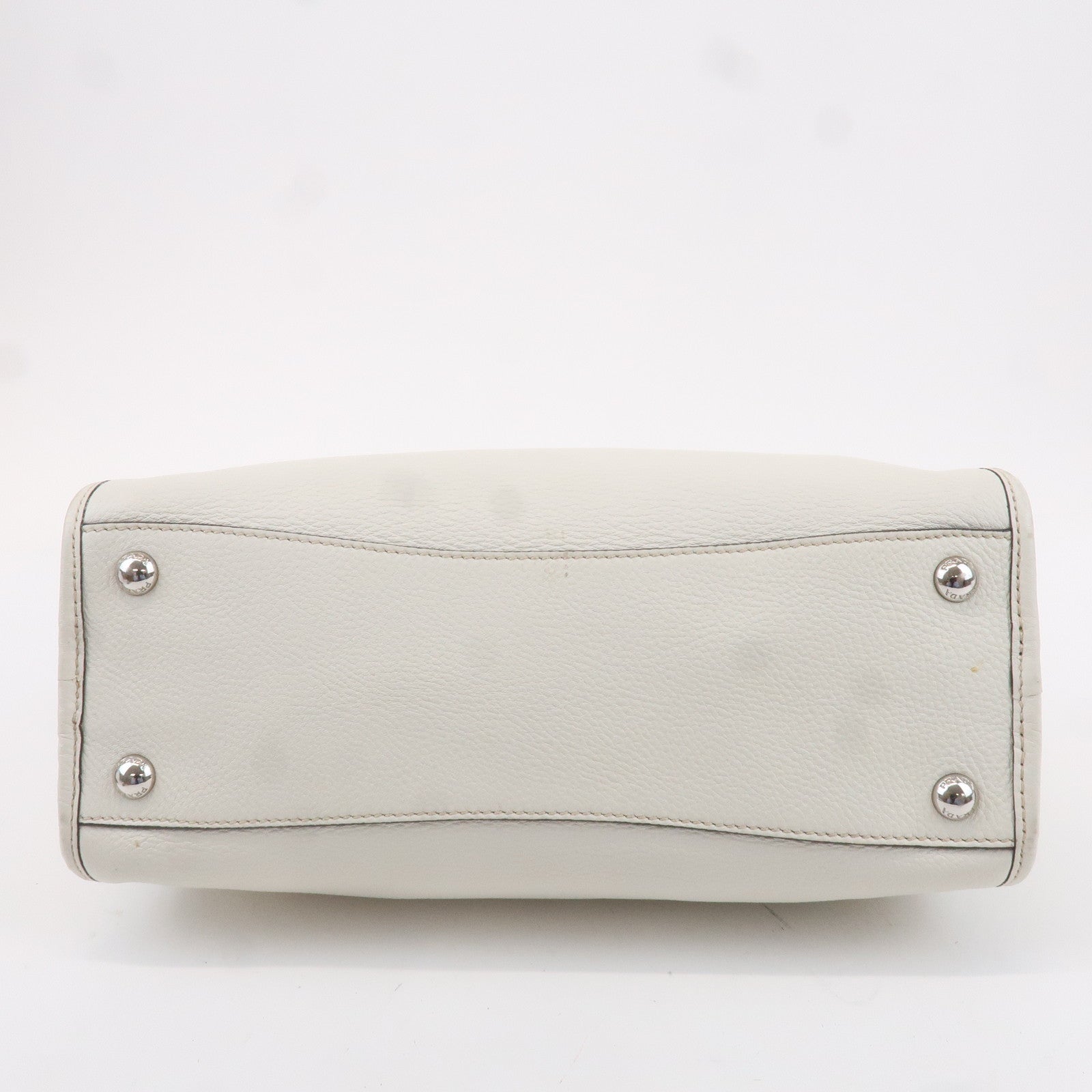 PRADA Leather Vitello Phenix 2WAY Bag Hand Bag White 1BB022