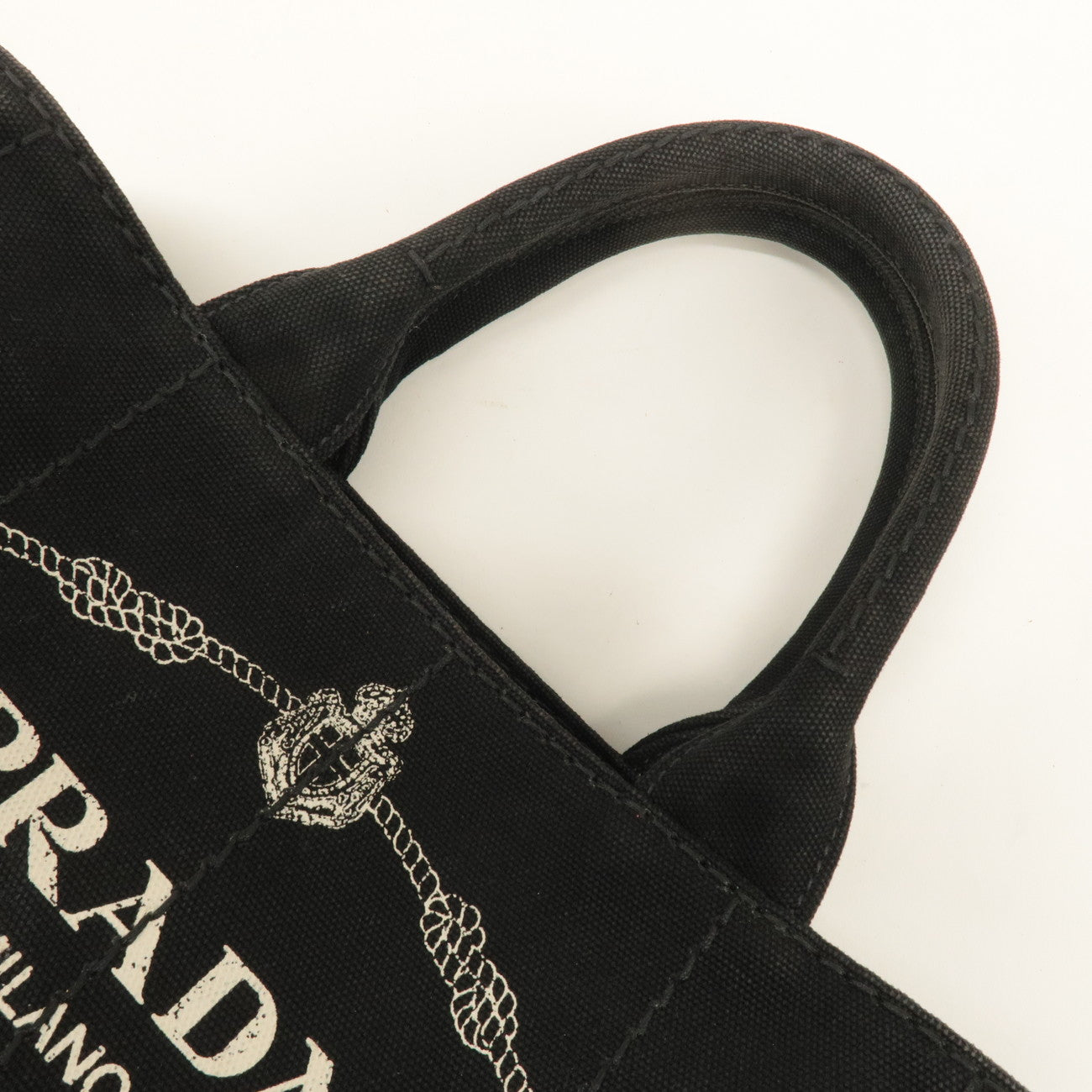 PRADA Canapa Mini Canvas Tote Bag Hand Bag Black 1BG439