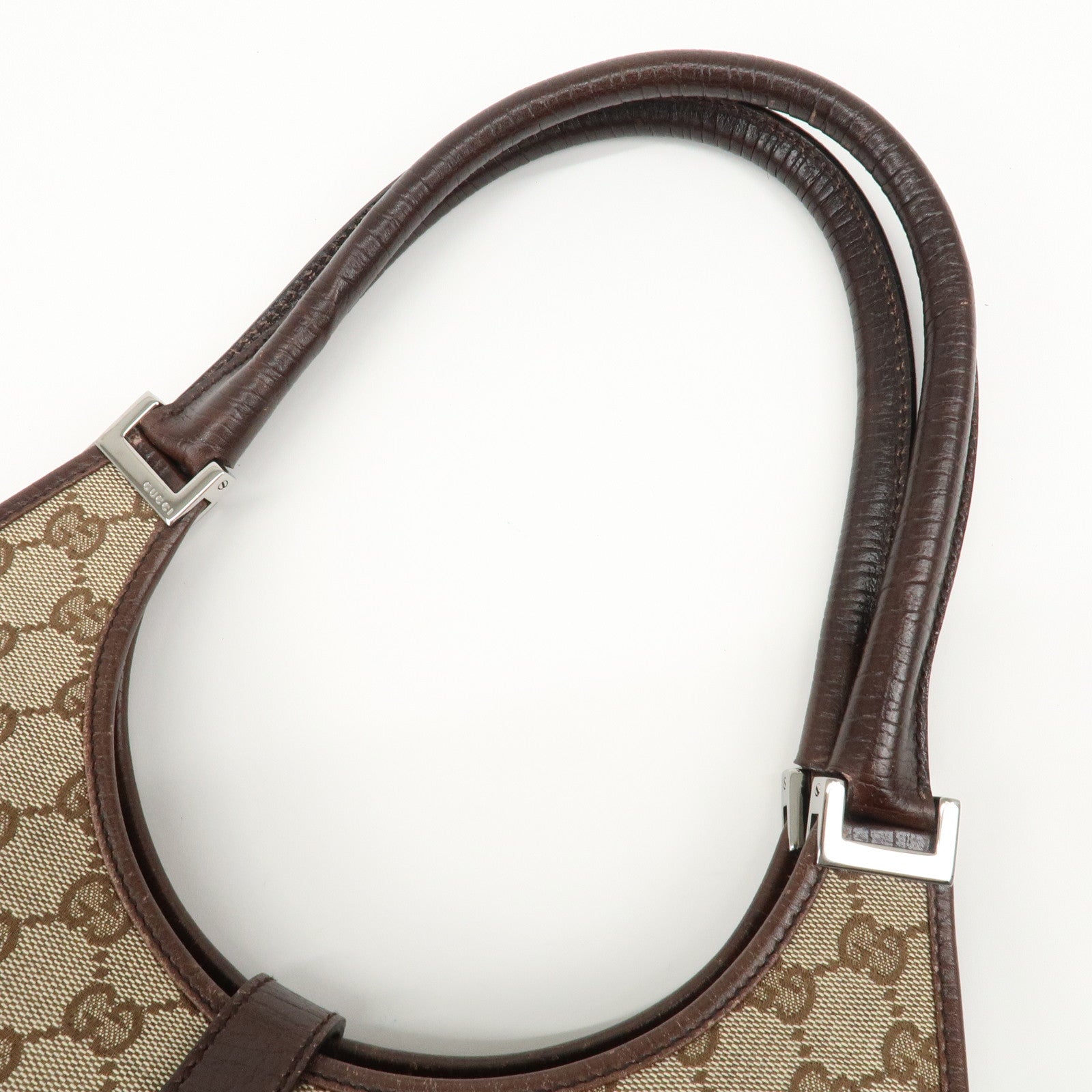 GUCCI Jackie GG Canvas Leather Shoulder Bag Beige Brown 1719 Used