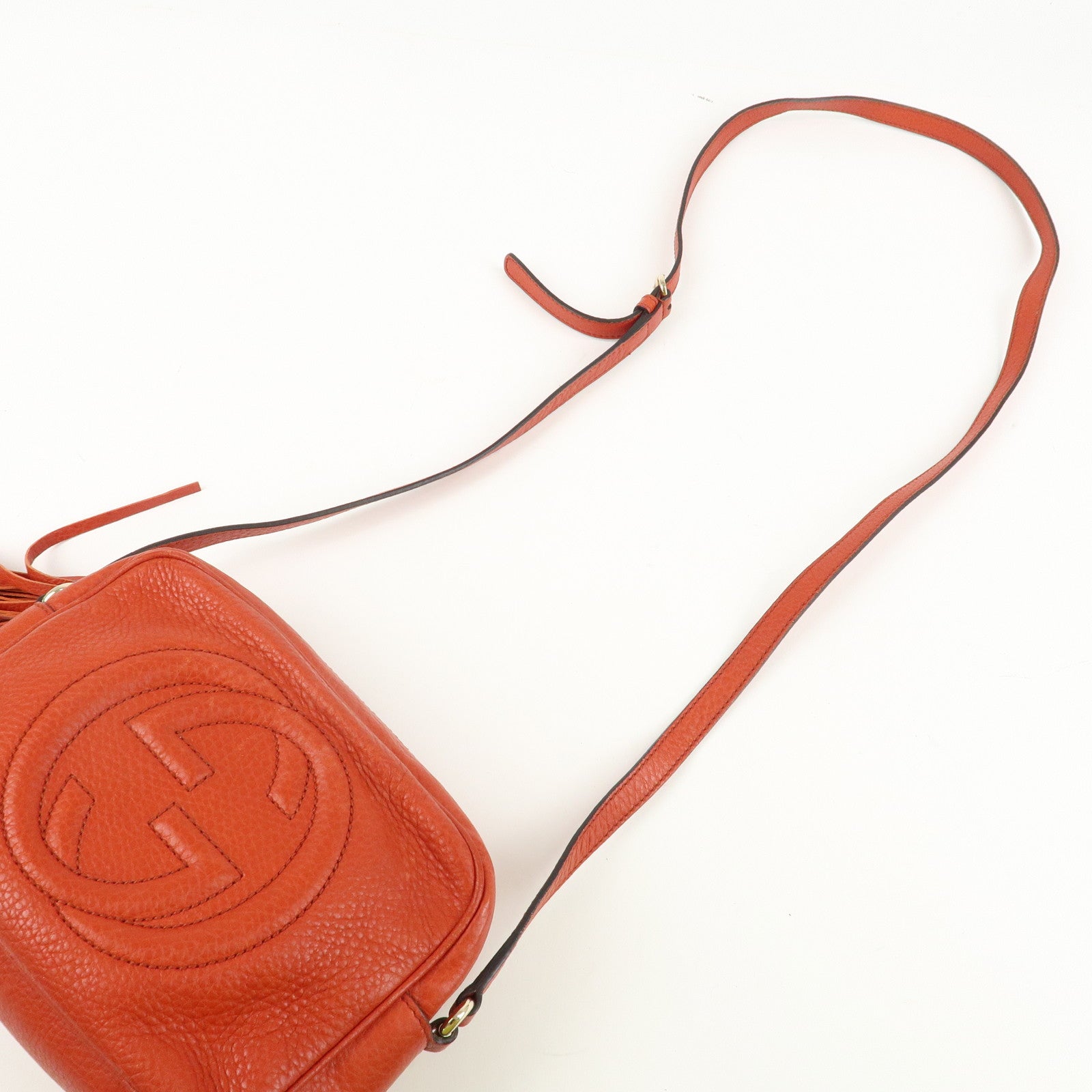 GUCCI SOHO Small Disco Leather Shoulder Bag Orange 308364 Used
