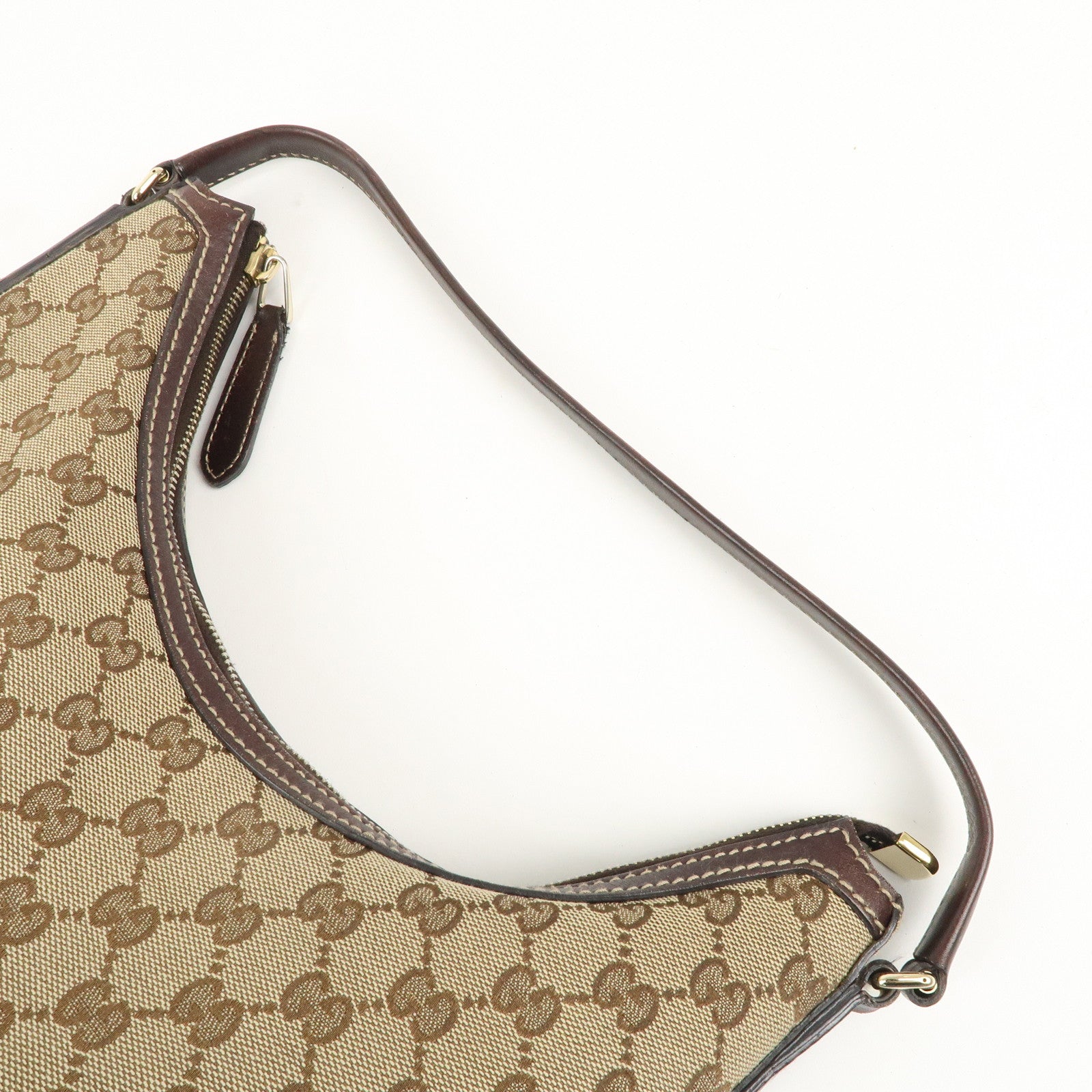 GUCCI Abbey GG Canvas Leather Shoulder Bag Beige Brown 182491