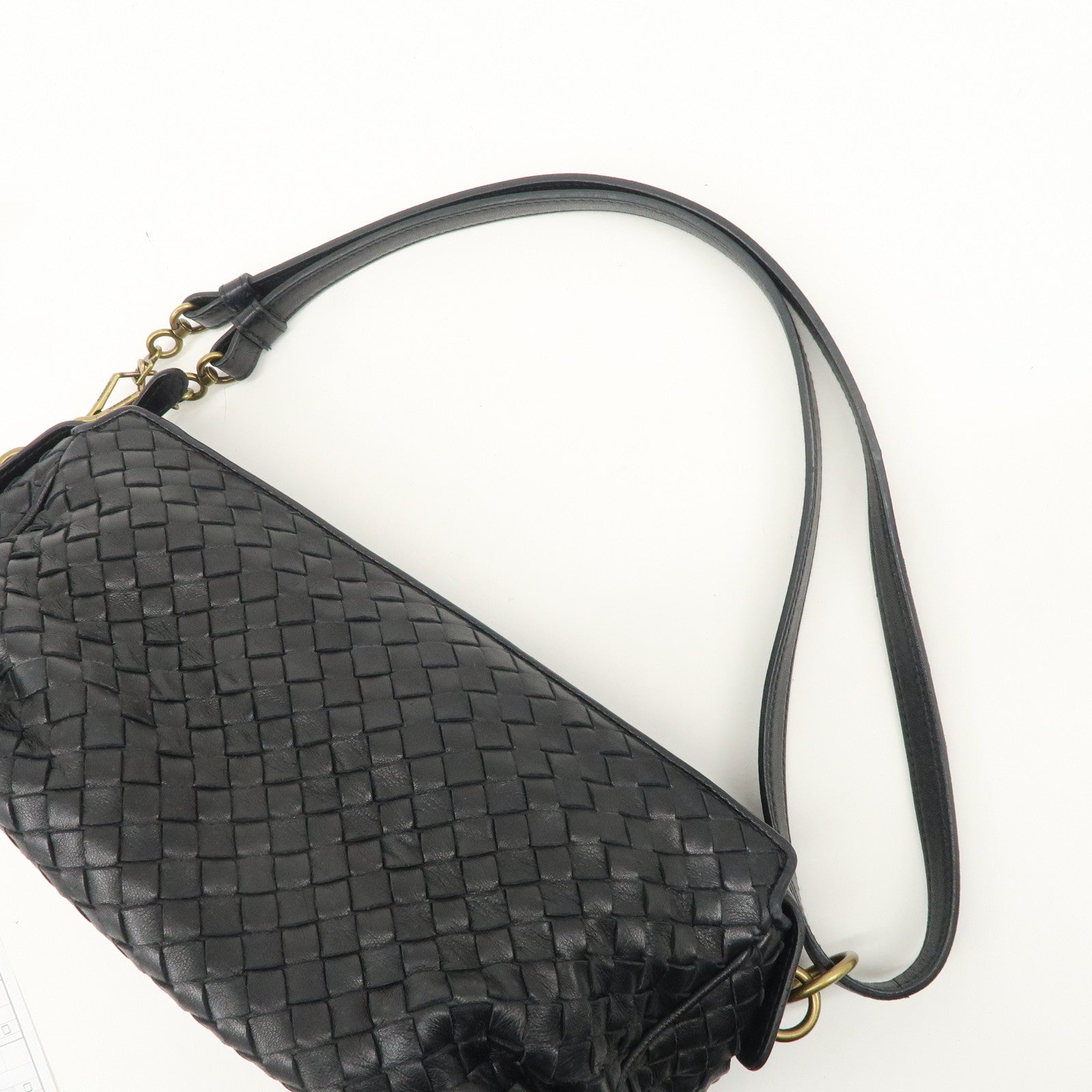 BOTTEGA VENETA Intrecciato Leather Shoulder Bag Black 192661