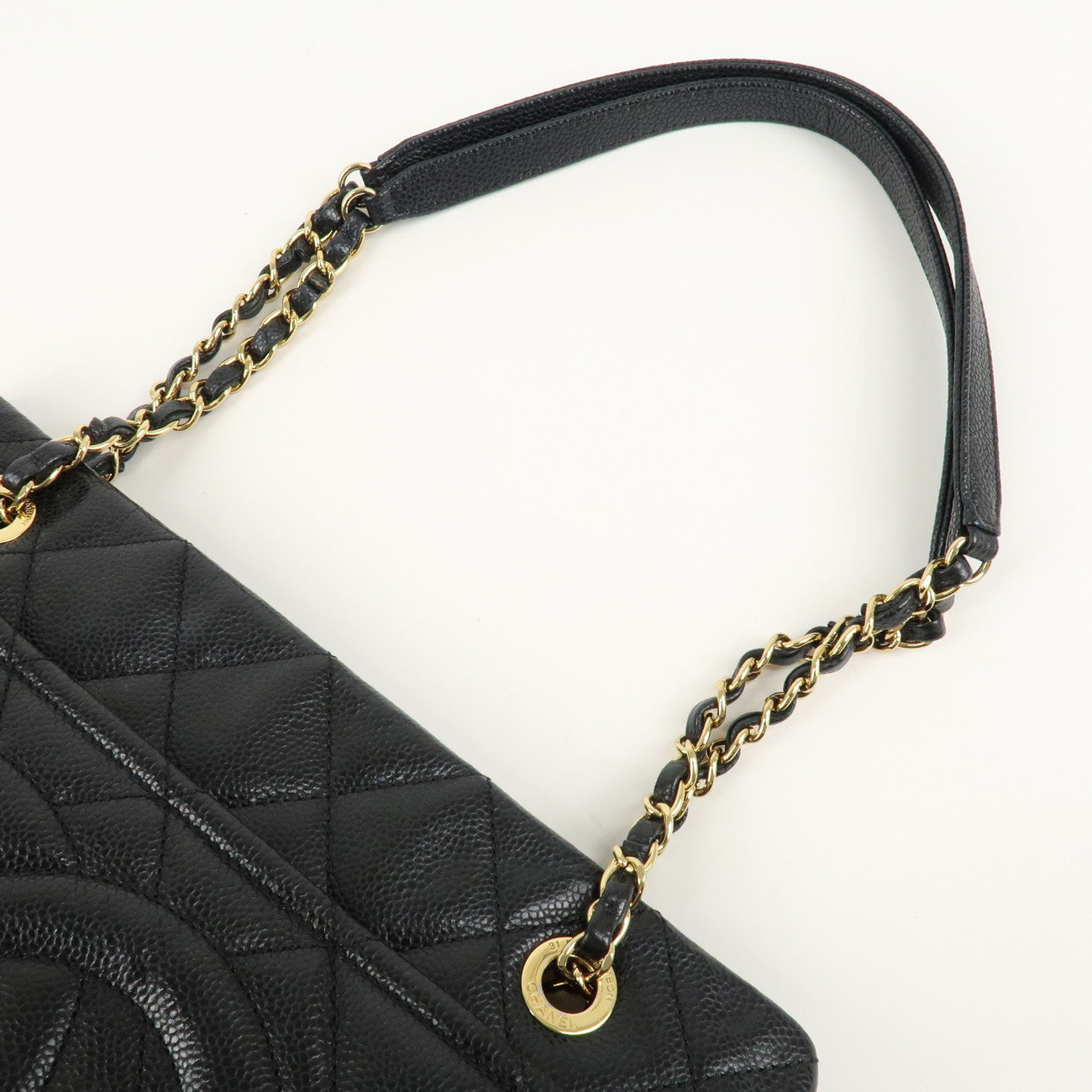 CHANEL Matelasse Caviar Skin COCOMark Chain Tote Bag Black