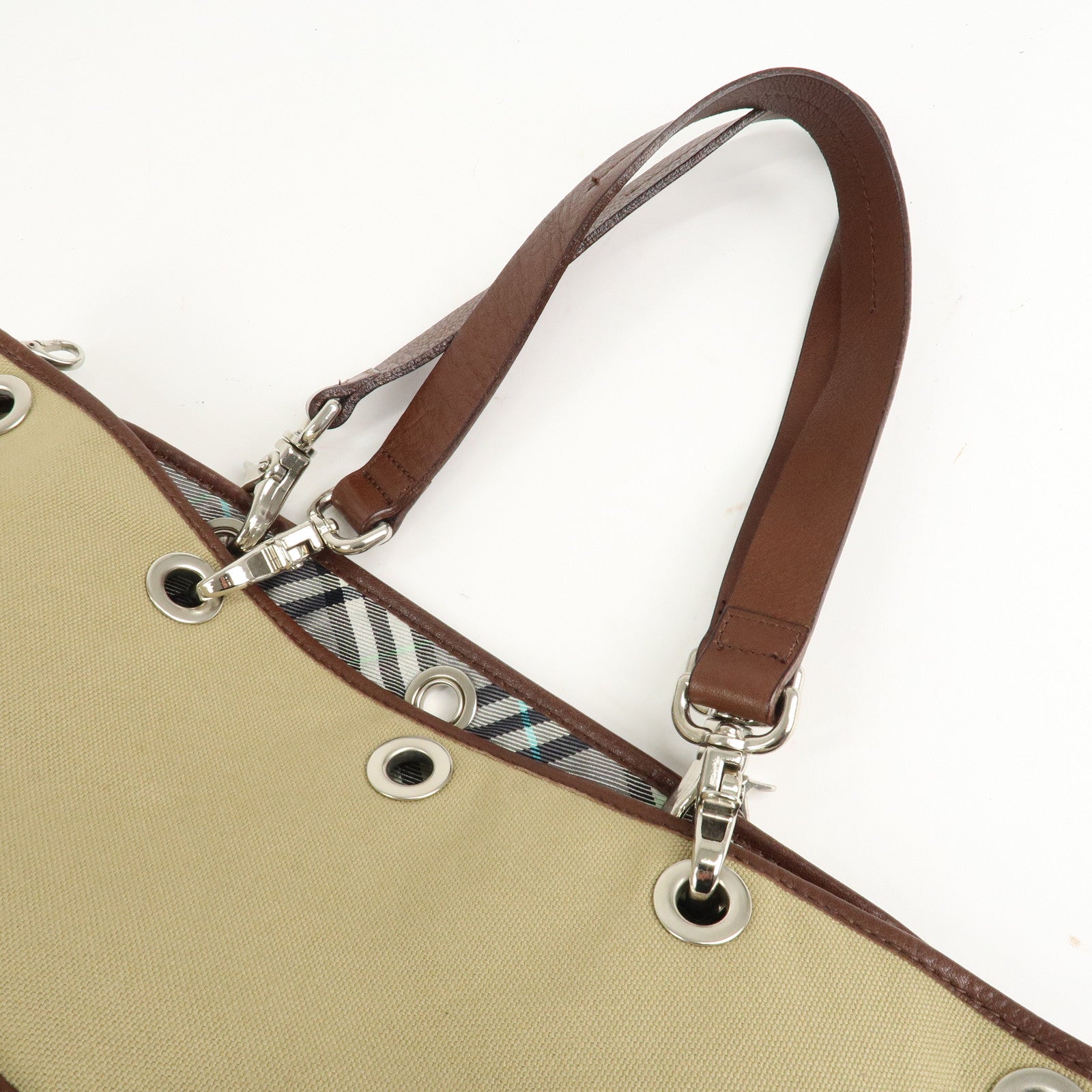 BURBERRY Blue Label Canvas Leather Equestrian Knight Shoulder Bag Used