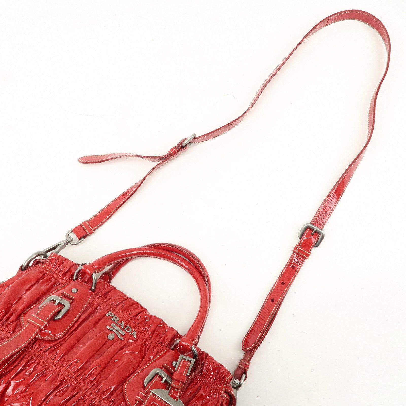 PRADA Patent Leather 2Way Bag Hand Bag Shoulder Bag Red