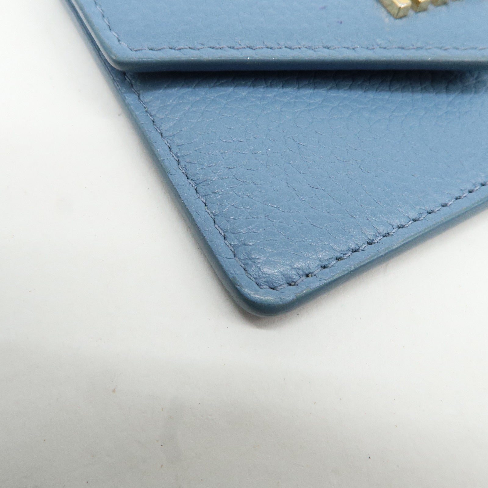 MIU MIU Vitello Dino Leather Card Case Light Blue 5MF031