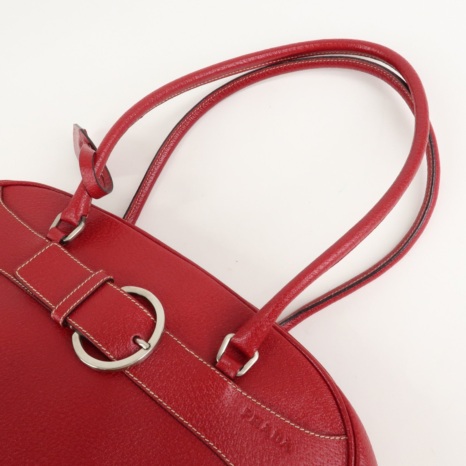 PRADA Leather Shoulder Bag Hand Bag Red B10748 F/S