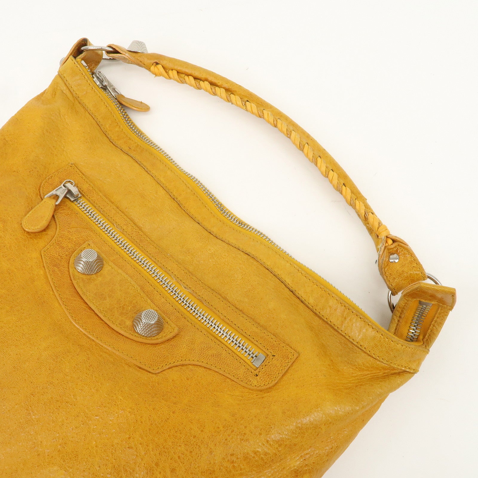 BALENCIAGA Leather The Giant Day Shoulder Bag Yellow 173081