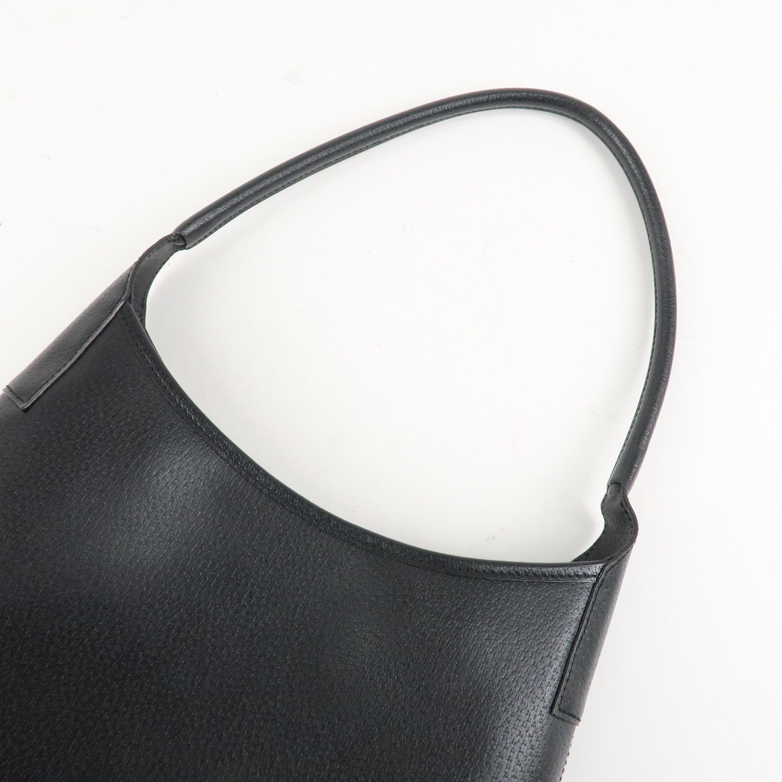 Ferragamo Leather Shoulder bag Hand Bag Black Silver HDW Used