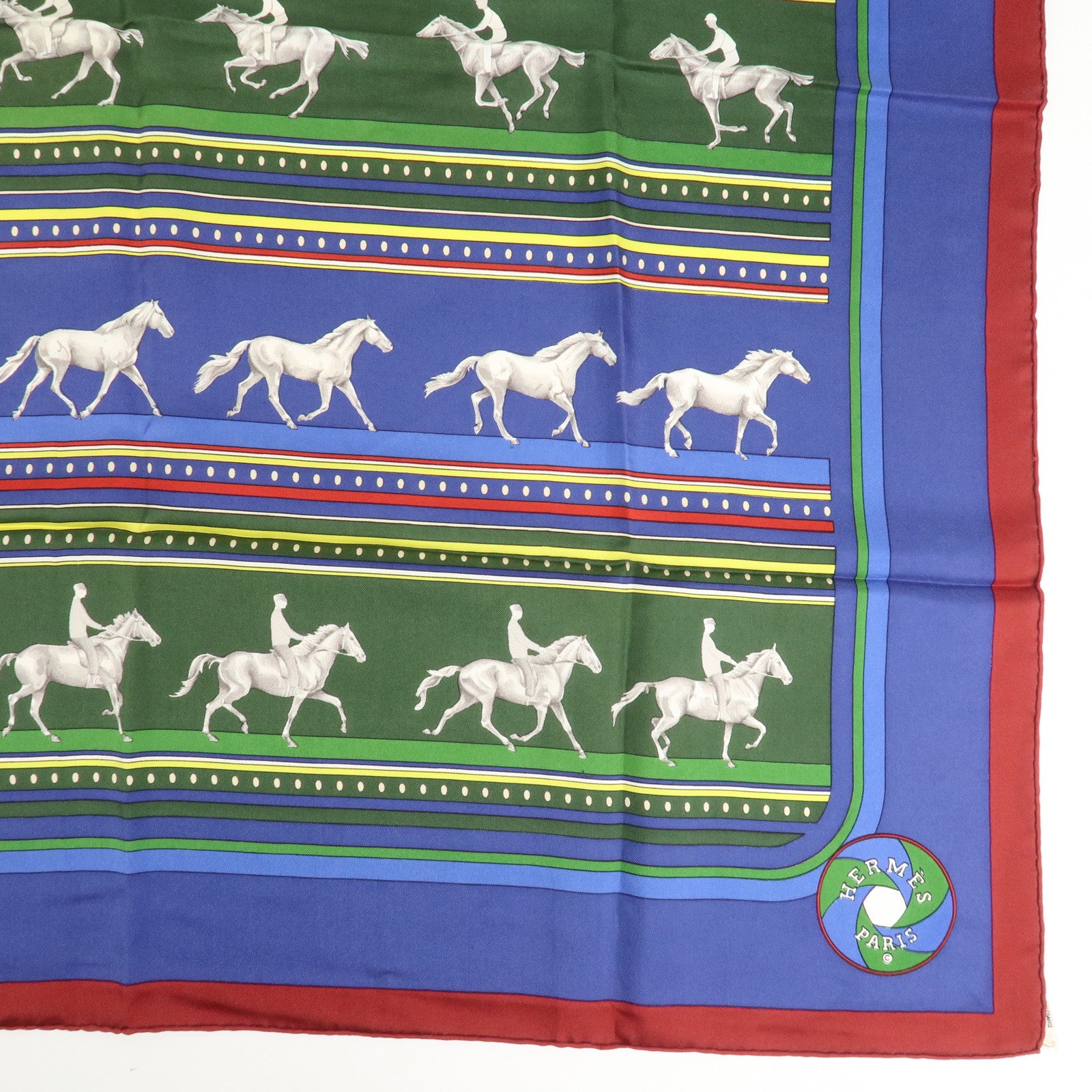 HERMES Carre 90 Silk 100% Scarf SEQUENCES Horse Print Used