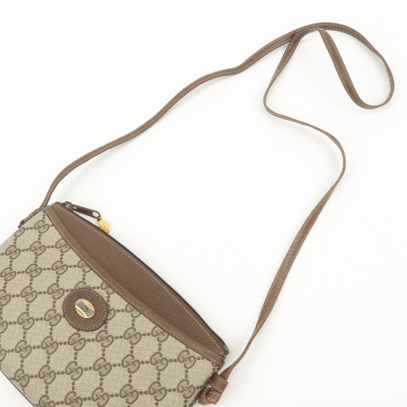 GUCCI Old Gucci GG Plus Leather Shoulder Bag Beige 904.02.020